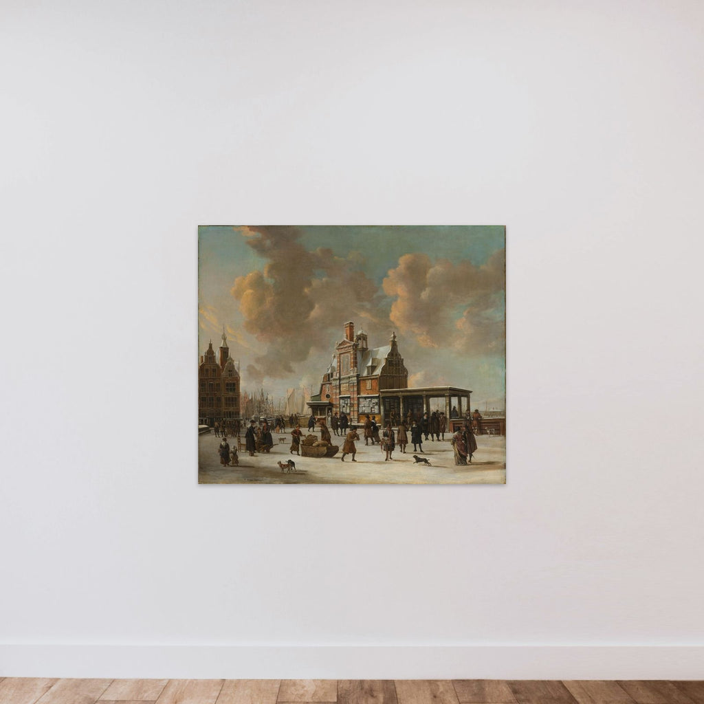 The Paalhuis and the Nieuwe Brug, Amsterdam, in the Winter unframed — shown to scale