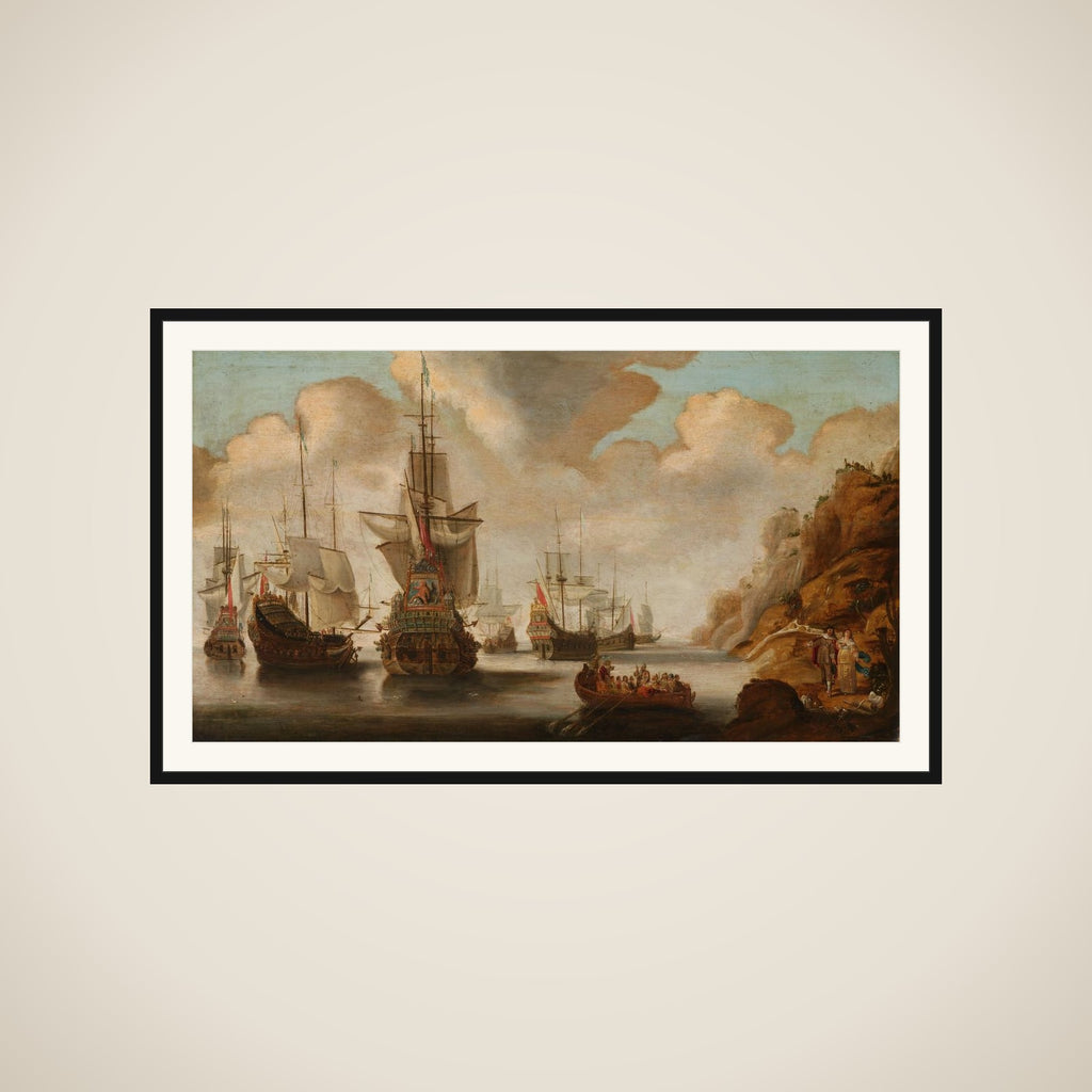 A French Squadron near a Rocky Coast framed