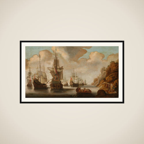 A French Squadron near a Rocky Coast framed