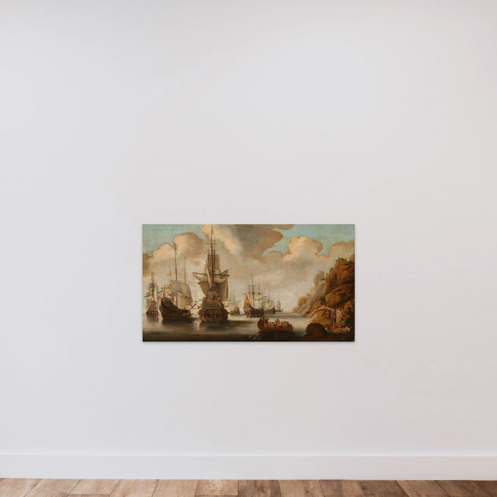 A French Squadron near a Rocky Coast unframed — shown to scale