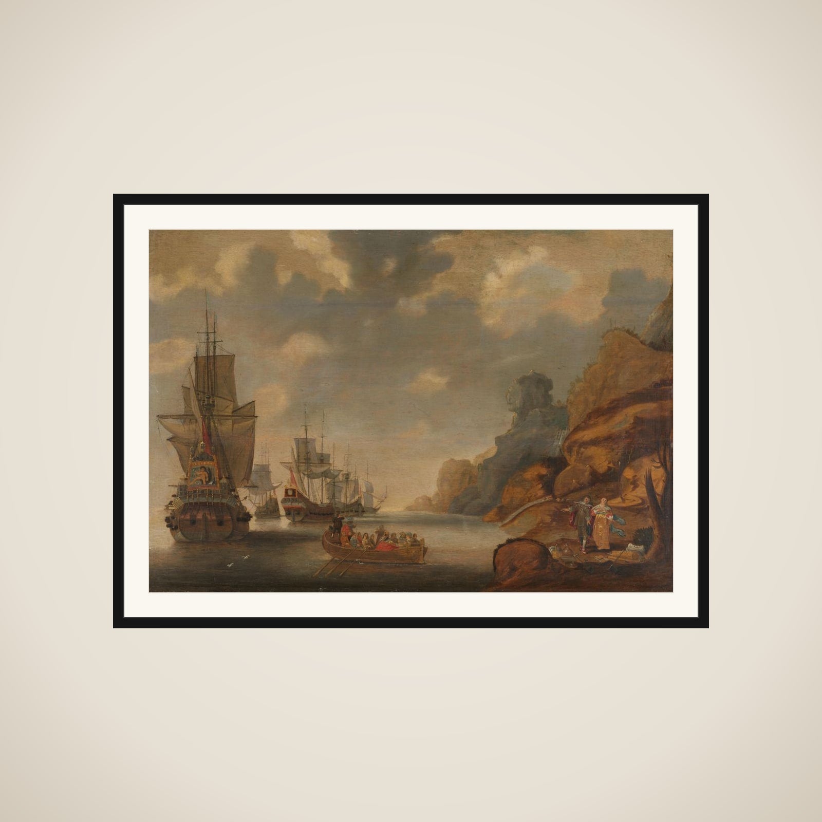 A French Squadron near a Rocky Coast framed