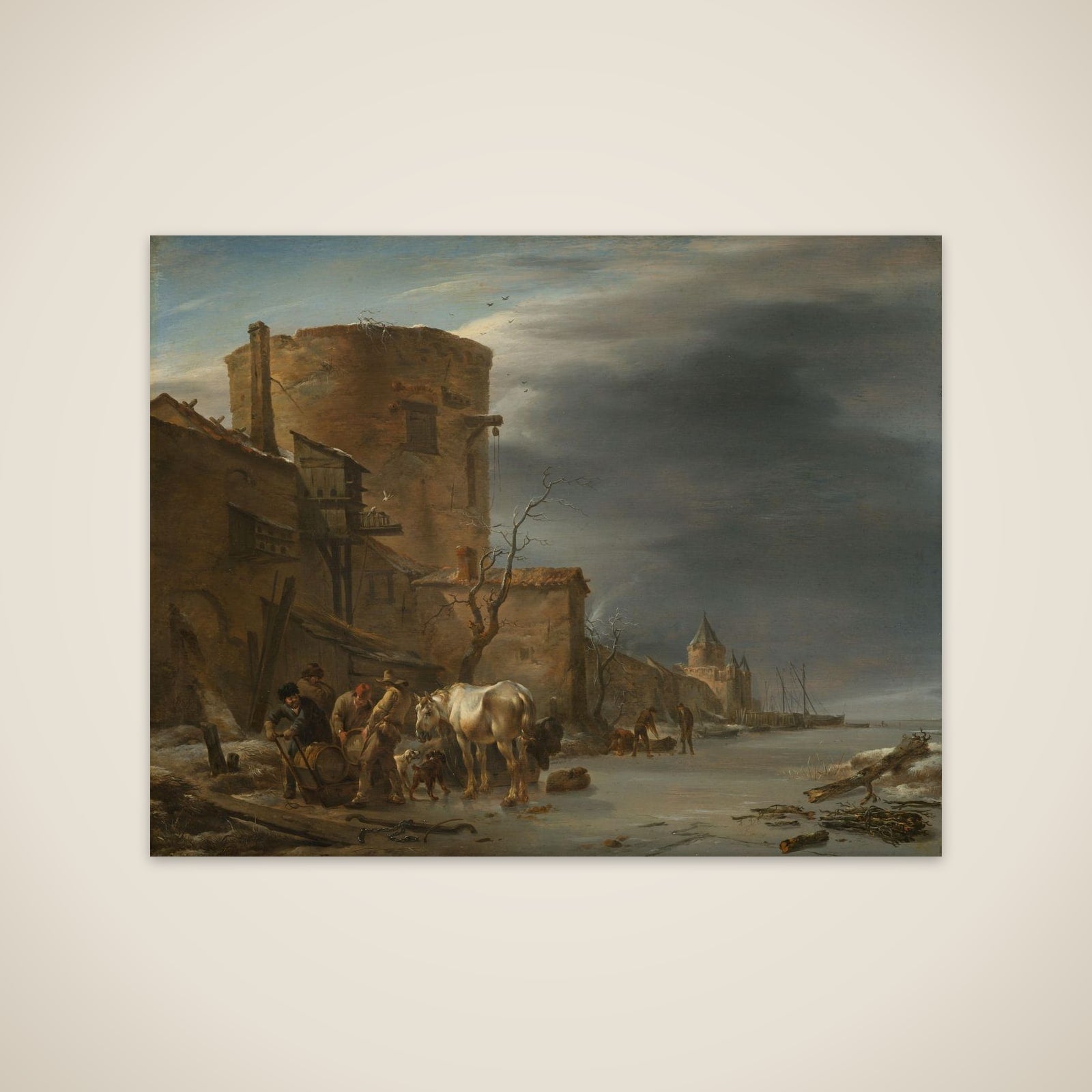 The City Wall of Haarlem in the Winter unframed print