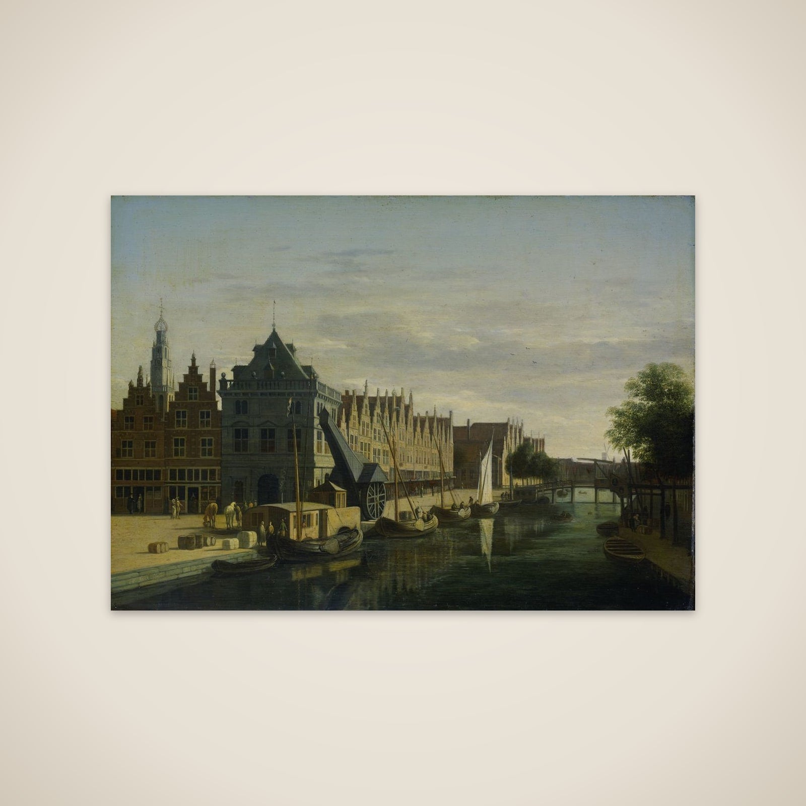 De Waag (Weighing House) and Crane on the Spaarne, Haarlem unframed print