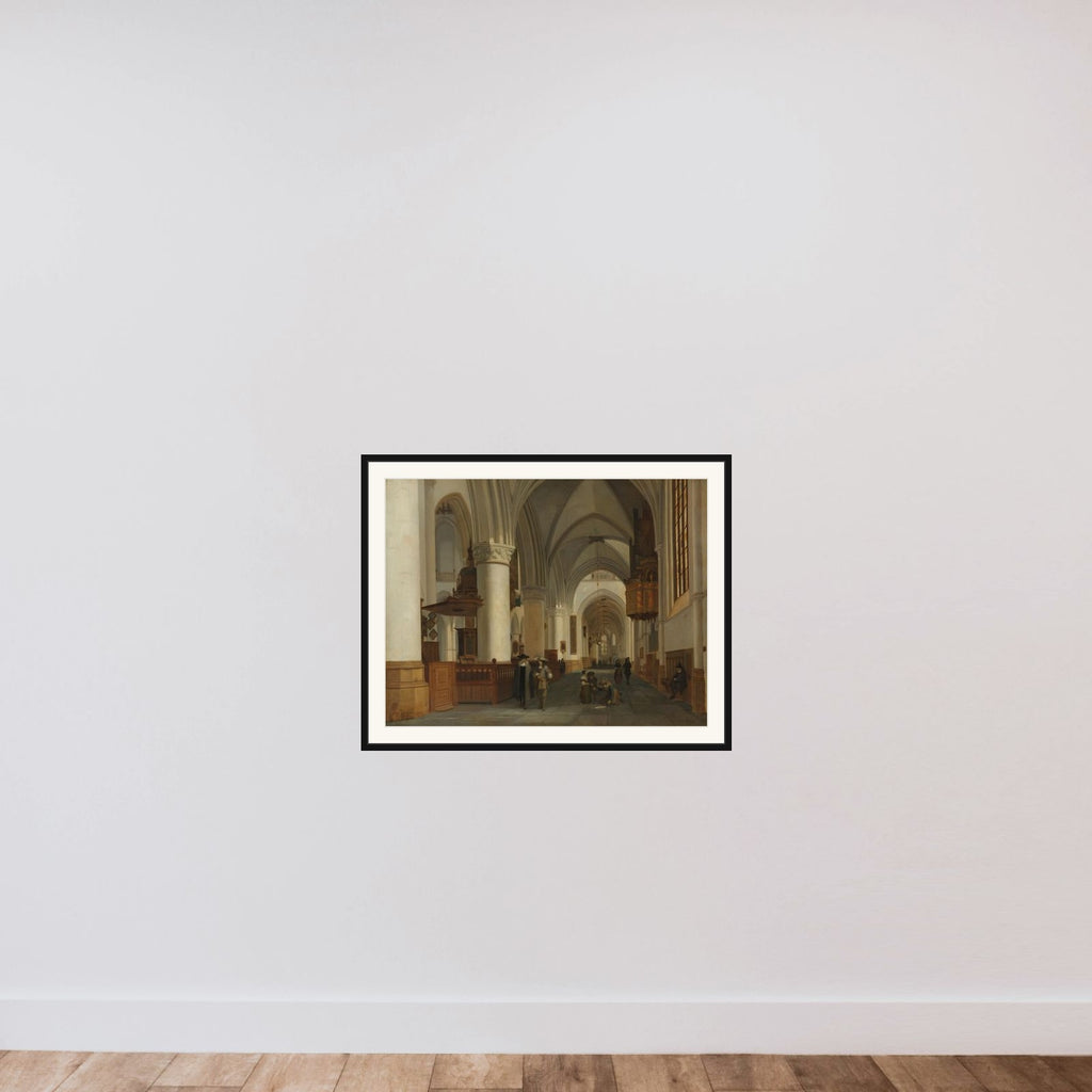 Interior of the Church of St Bavo in Haarlem framed — shown to scale