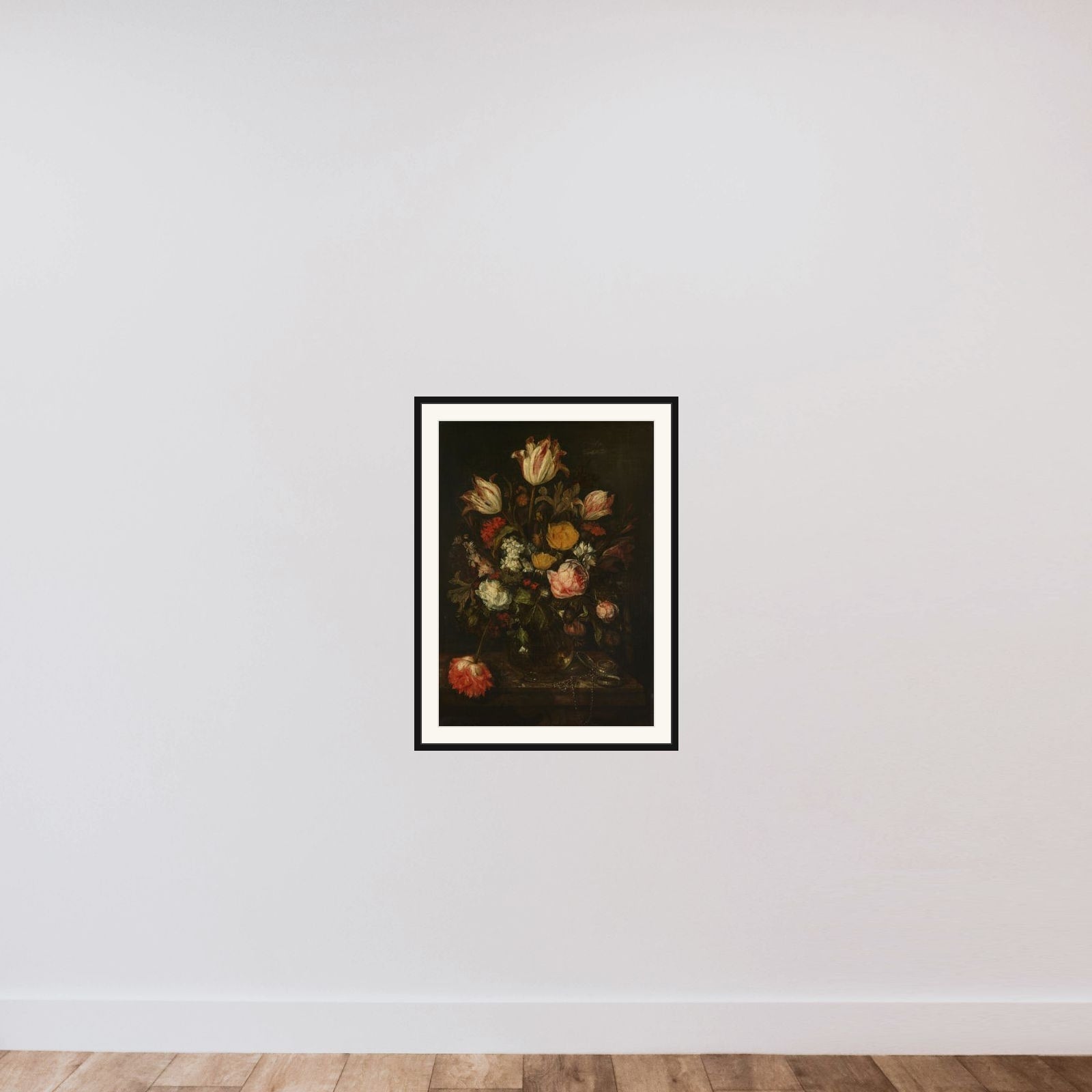 Still Life with Flowers framed — shown to scale