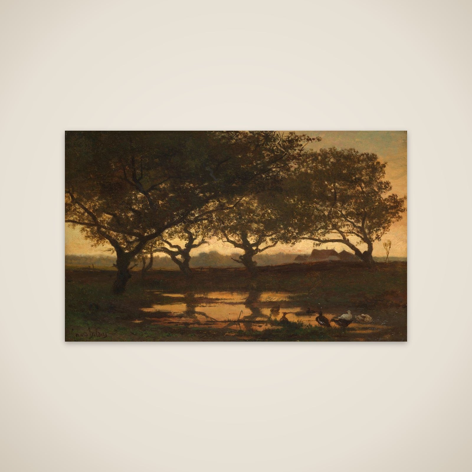 Pond in the Woods at Sunset unframed print
