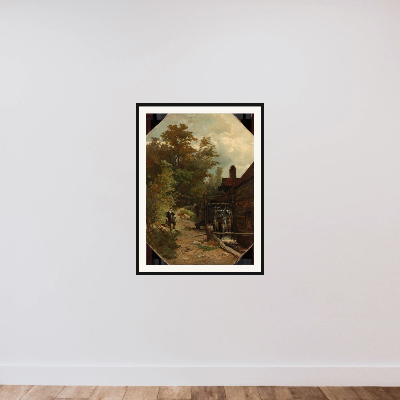 Jacob van Ruisdael Sketching a Watermill framed — shown to scale