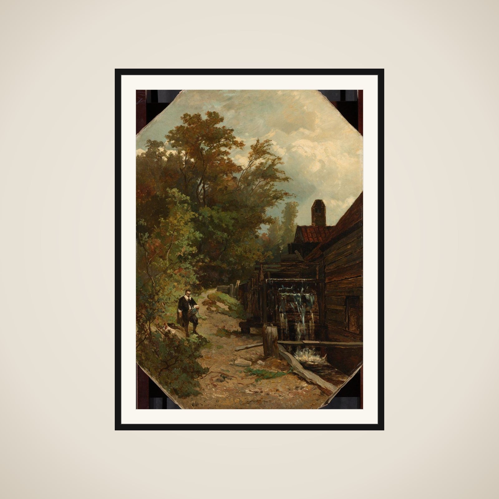 Jacob van Ruisdael Sketching a Watermill framed