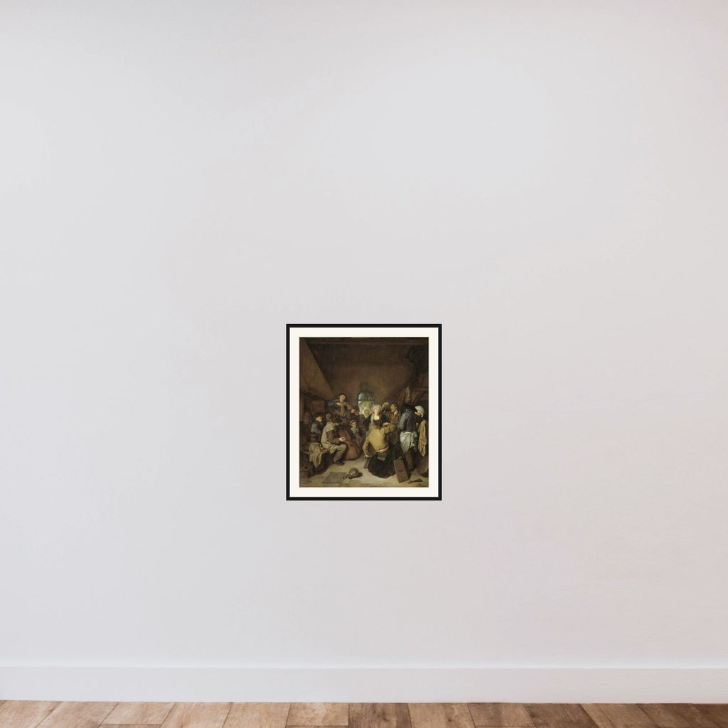 Peasants making Music and Dancing framed — shown to scale