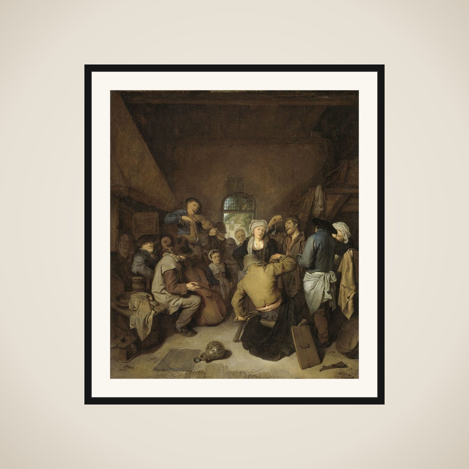 Peasants making Music and Dancing framed