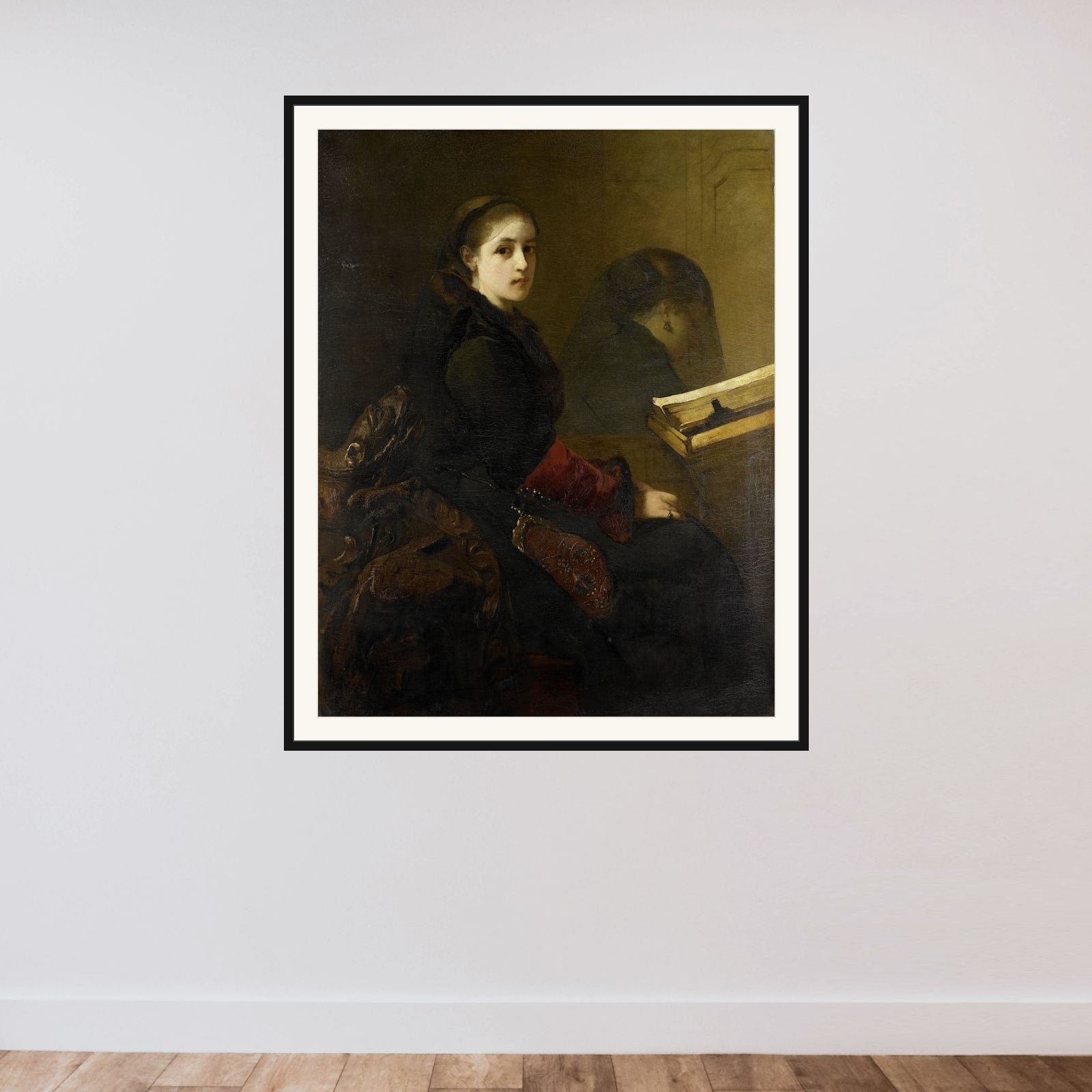 The Interrupted Prayer framed — shown to scale