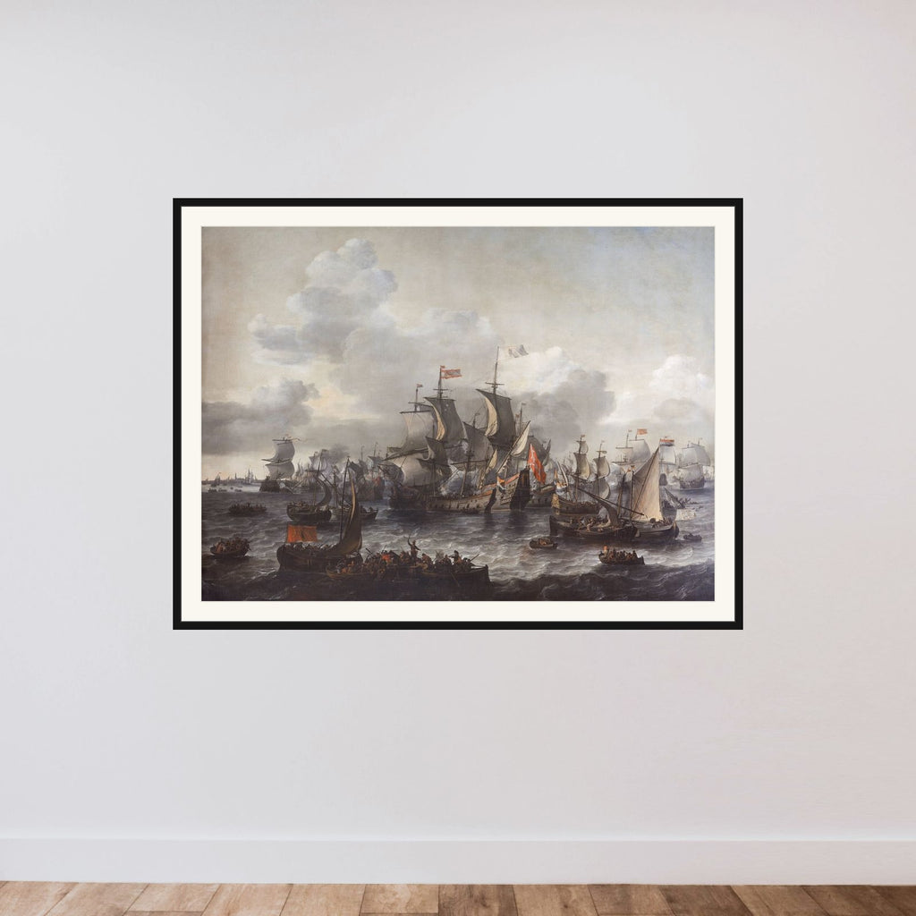 The Battle of the Zuider Zee, 1573 framed — shown to scale