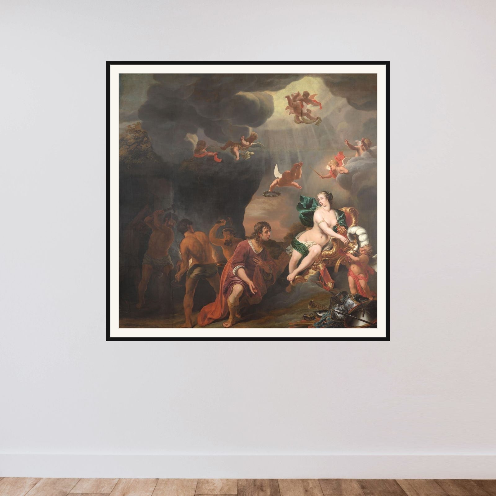 Thetis Presenting Achilles with a new Suit of Armor from the Forge of Vulcan framed — shown to scale