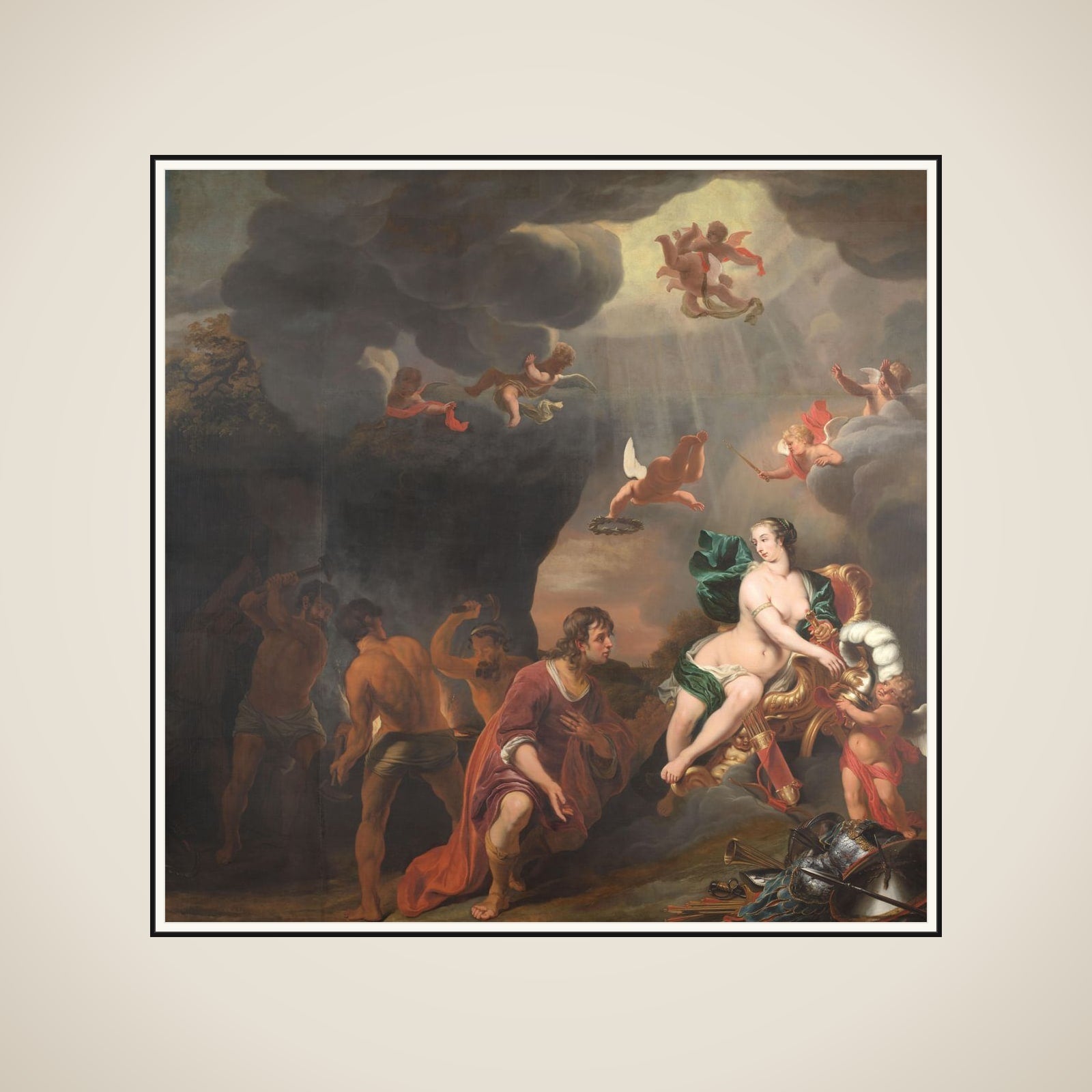 Thetis Presenting Achilles with a new Suit of Armor from the Forge of Vulcan framed