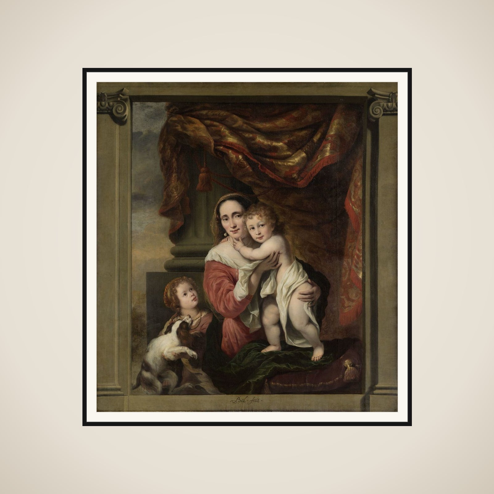 Caritas: Joanna de Geer (1629-1691) with her Children Cecilia Trip (1660-1728) and Laurens Trip (b. 1662) framed