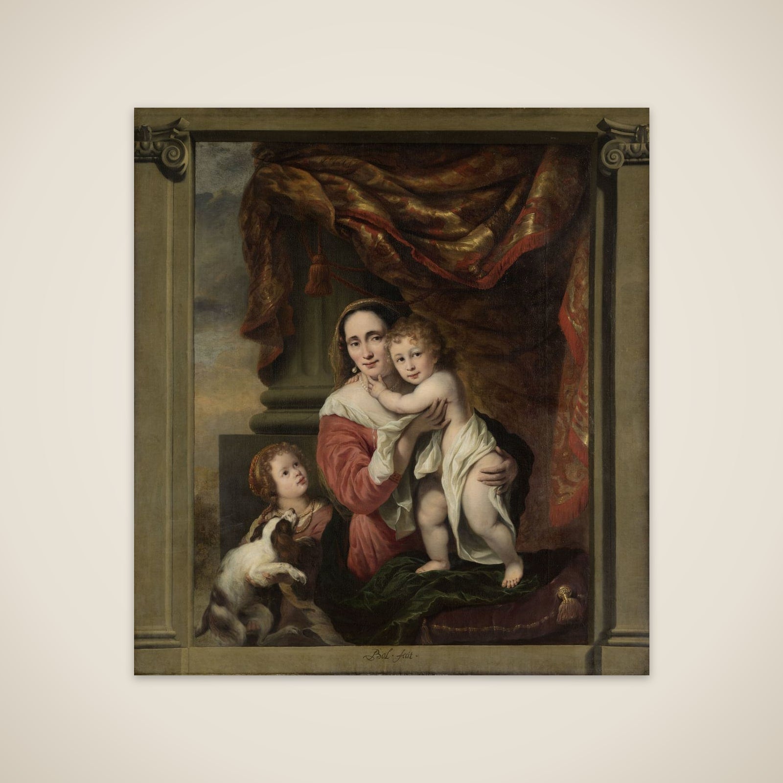 Caritas: Joanna de Geer (1629-1691) with her Children Cecilia Trip (1660-1728) and Laurens Trip (b. 1662) unframed print