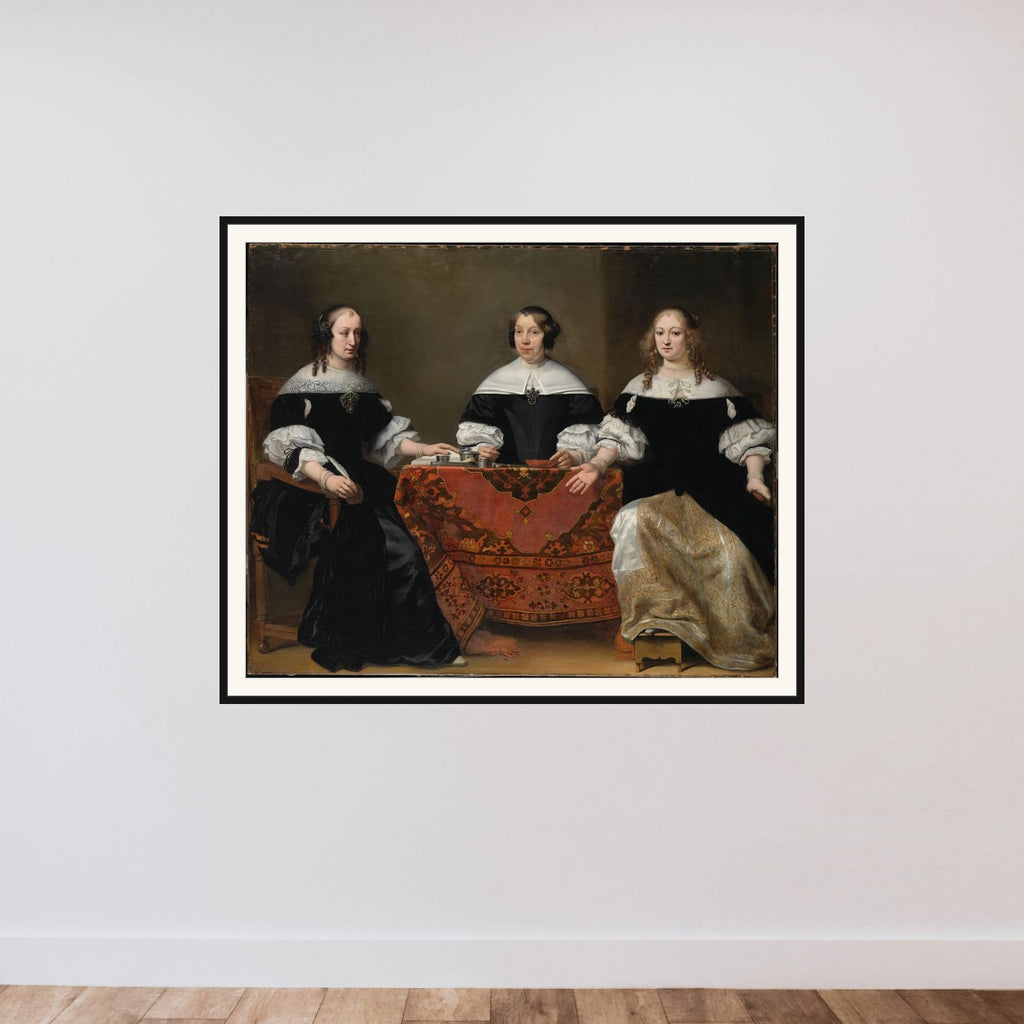 Portrait of the Three Regentesses of the Leprozenhuis, Amsterdam framed — shown to scale