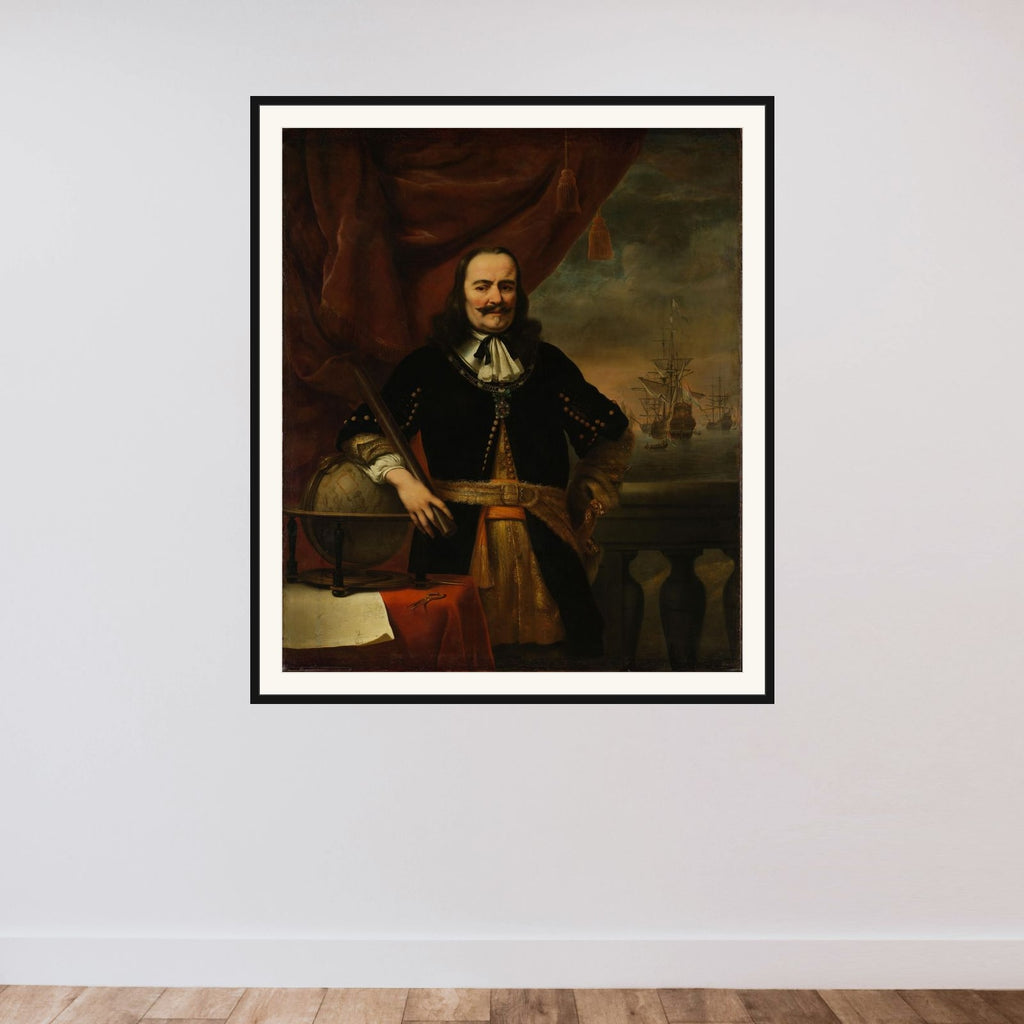 Portrait of Michiel Adriaenszoon de Ruyter (1607-1676), Vice Admiral framed — shown to scale