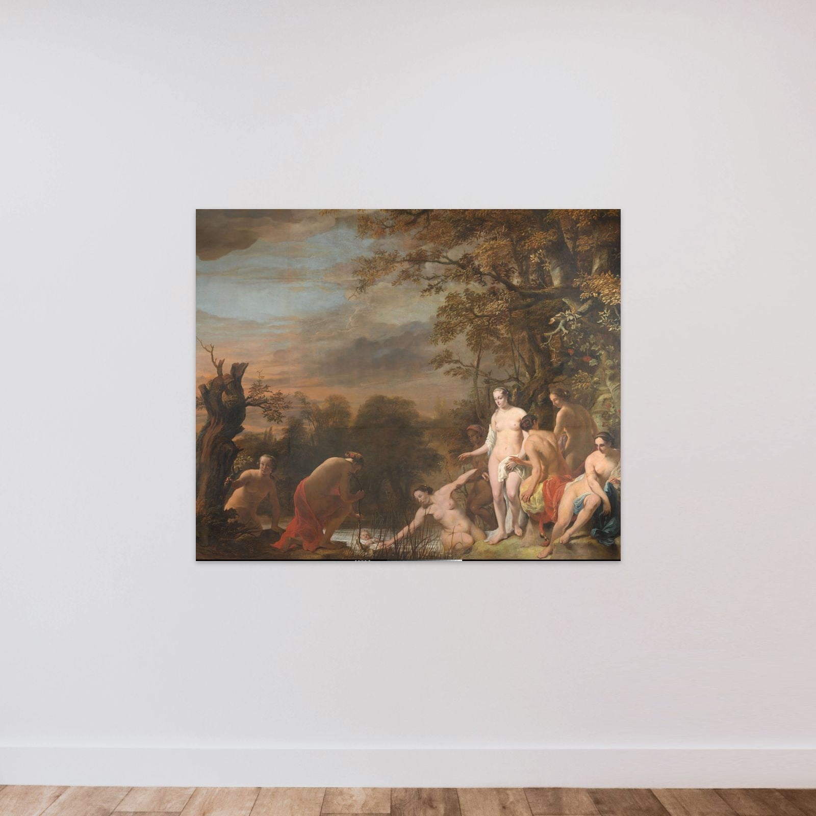Pharoah's Daughter Discovers Moses in the Rush Basket unframed — shown to scale