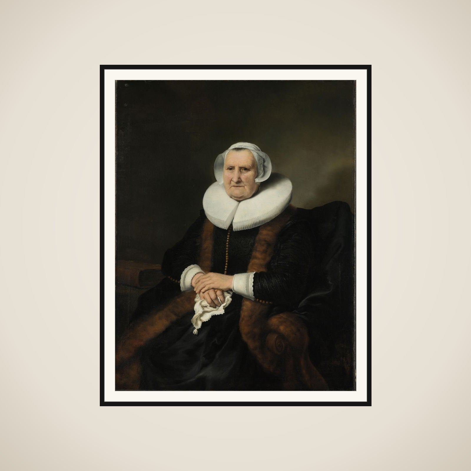 Portrait of an Old Lady, possibly Elisabeth Jacobsdr Bas (1571-1649), Widow of Jochem Hendricksz Swartenhont framed
