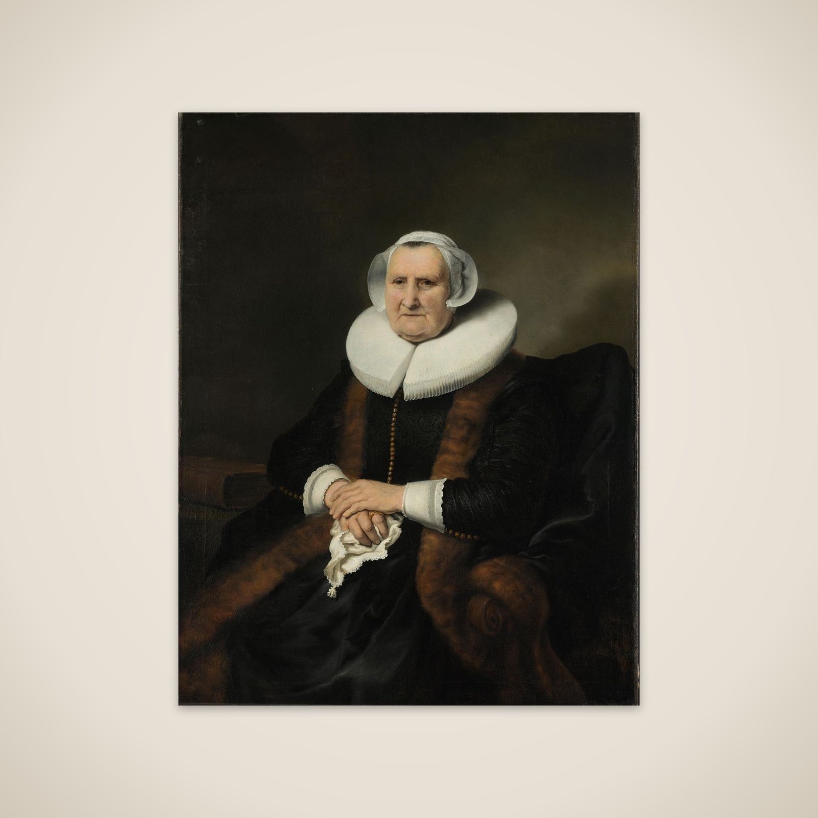 Portrait of an Old Lady, possibly Elisabeth Jacobsdr Bas (1571-1649), Widow of Jochem Hendricksz Swartenhont unframed print