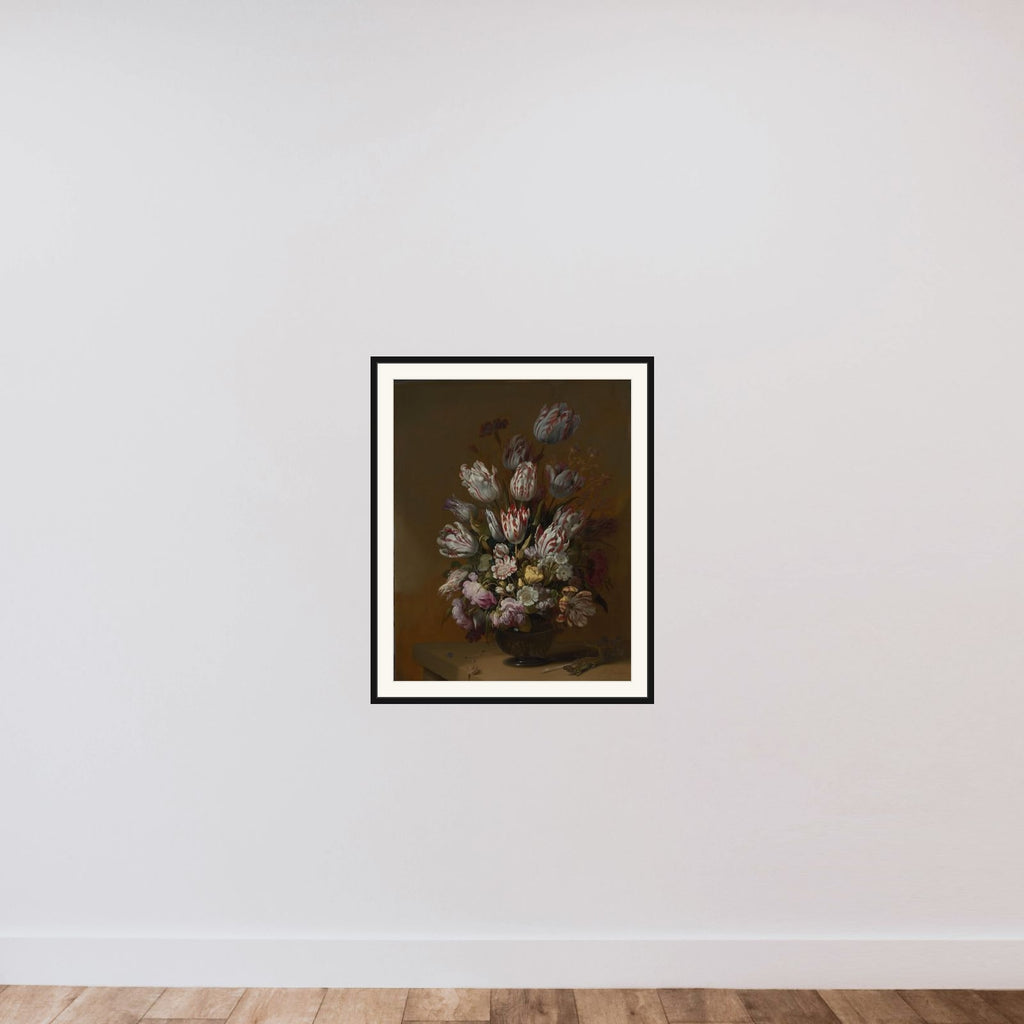 Still Life with Flowers framed — shown to scale