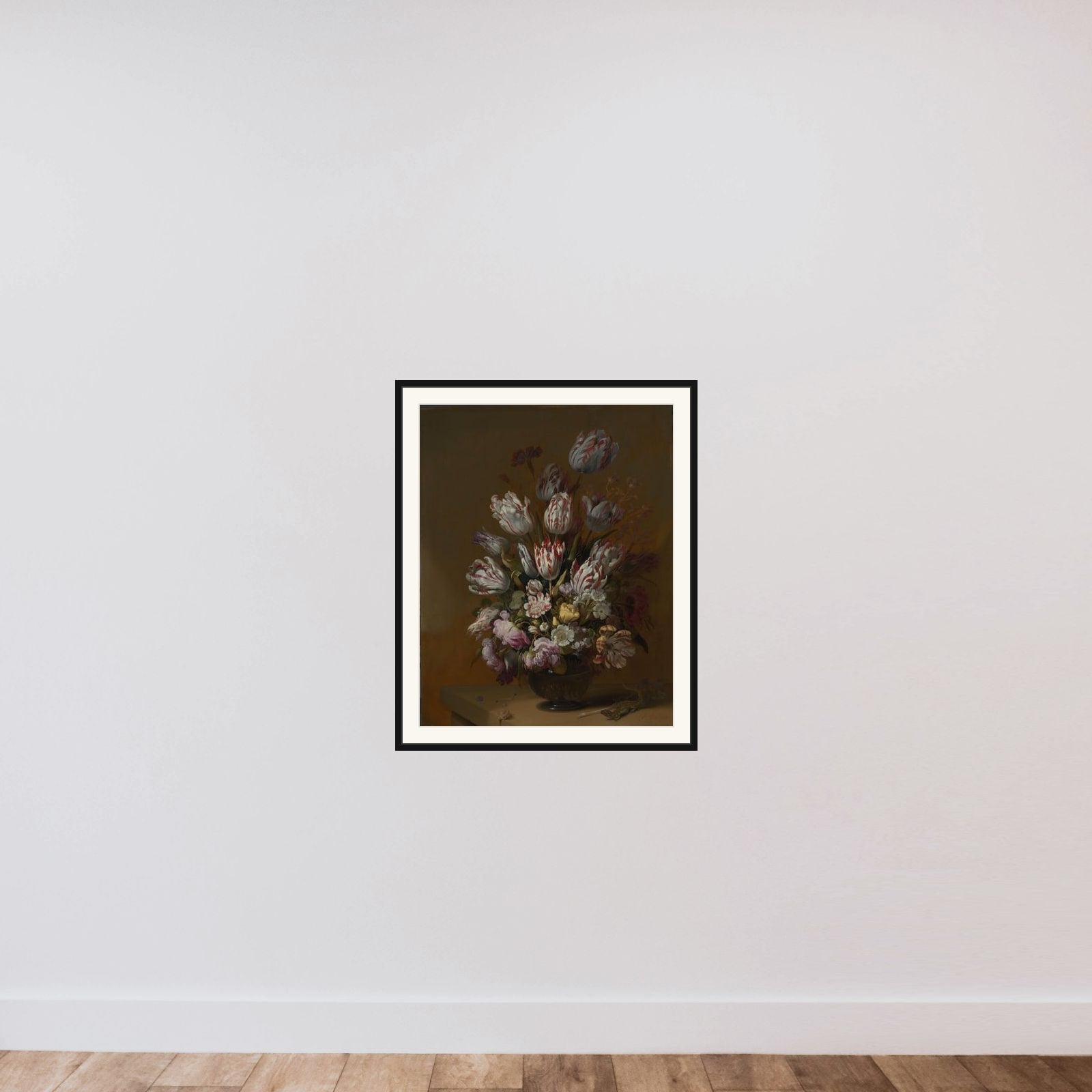 Still Life with Flowers framed — shown to scale