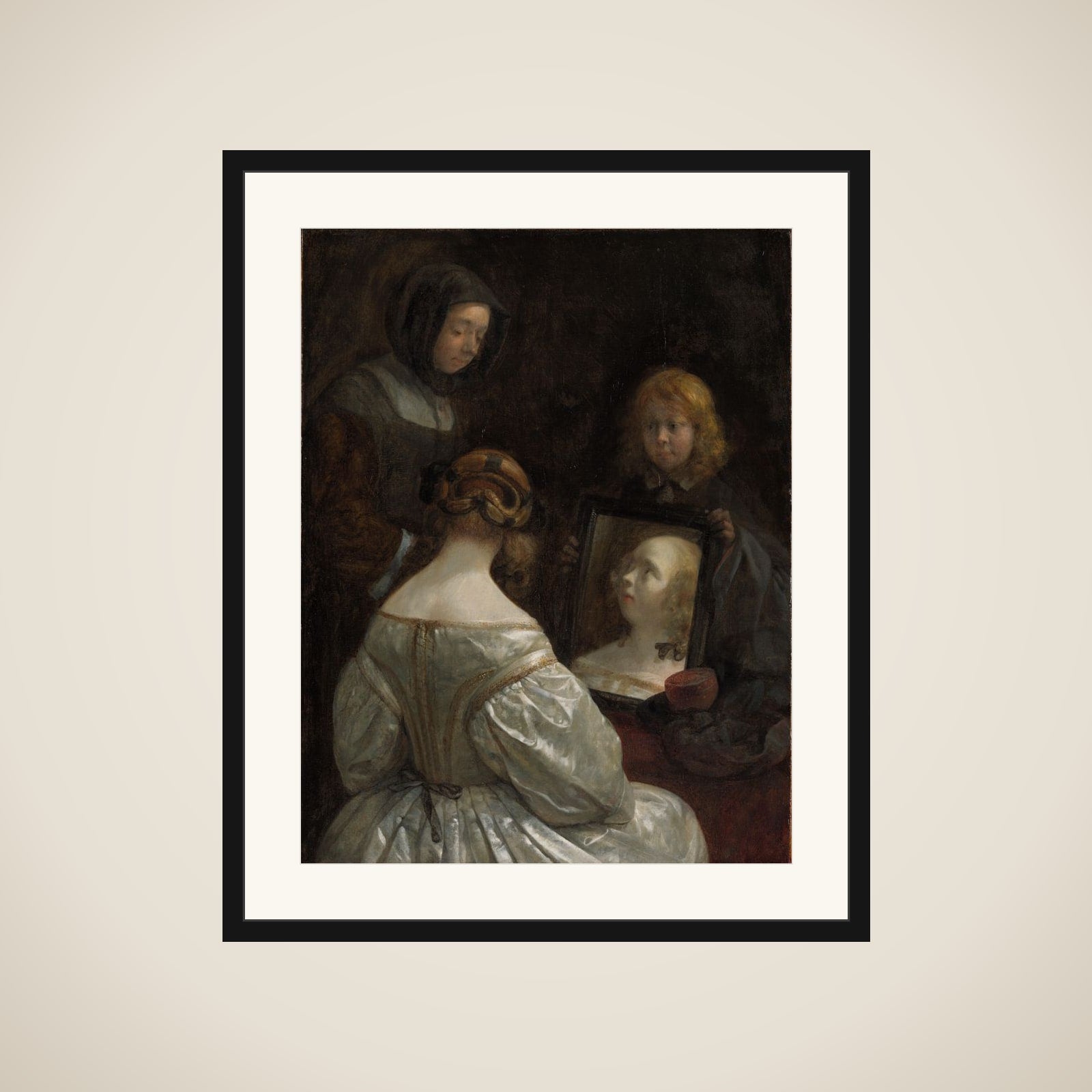 Woman at a Mirror framed