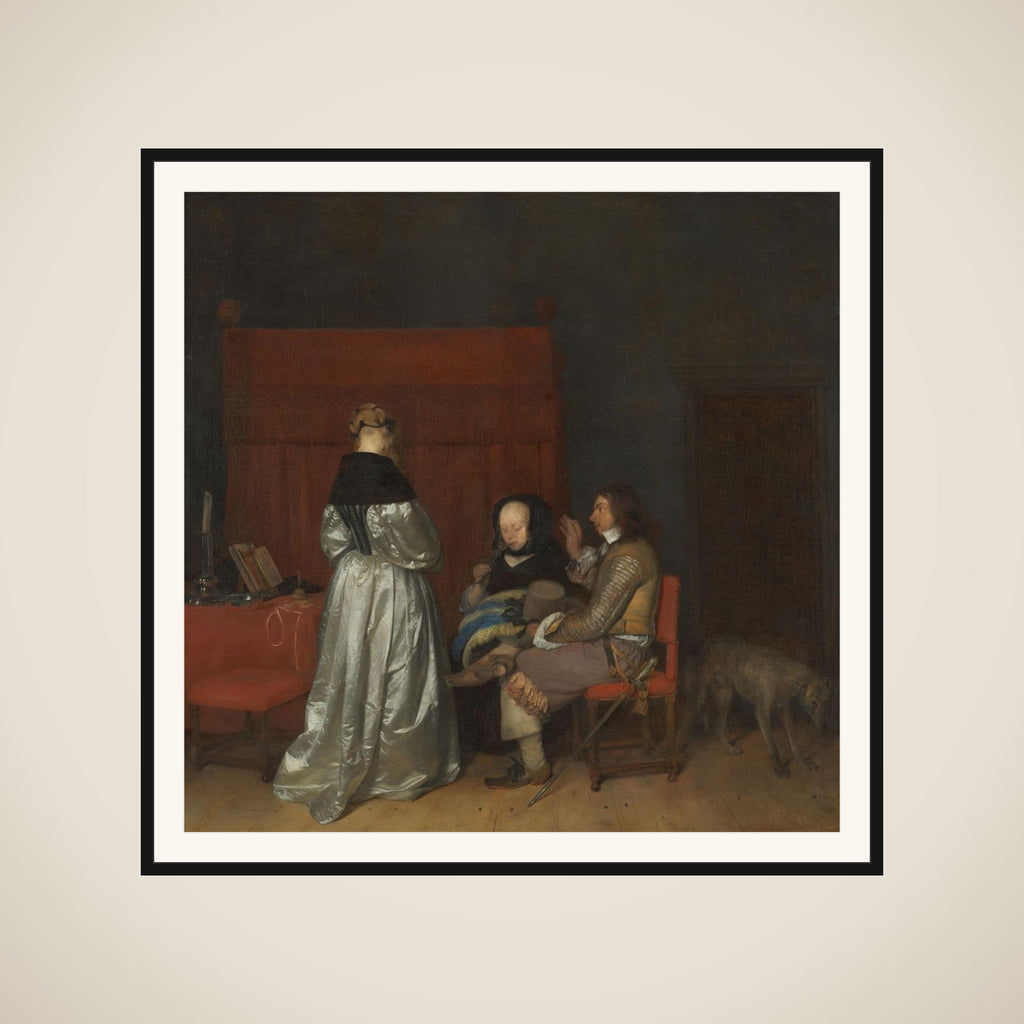 Gallant Conversation, Known as 'The Paternal Admonition' framed