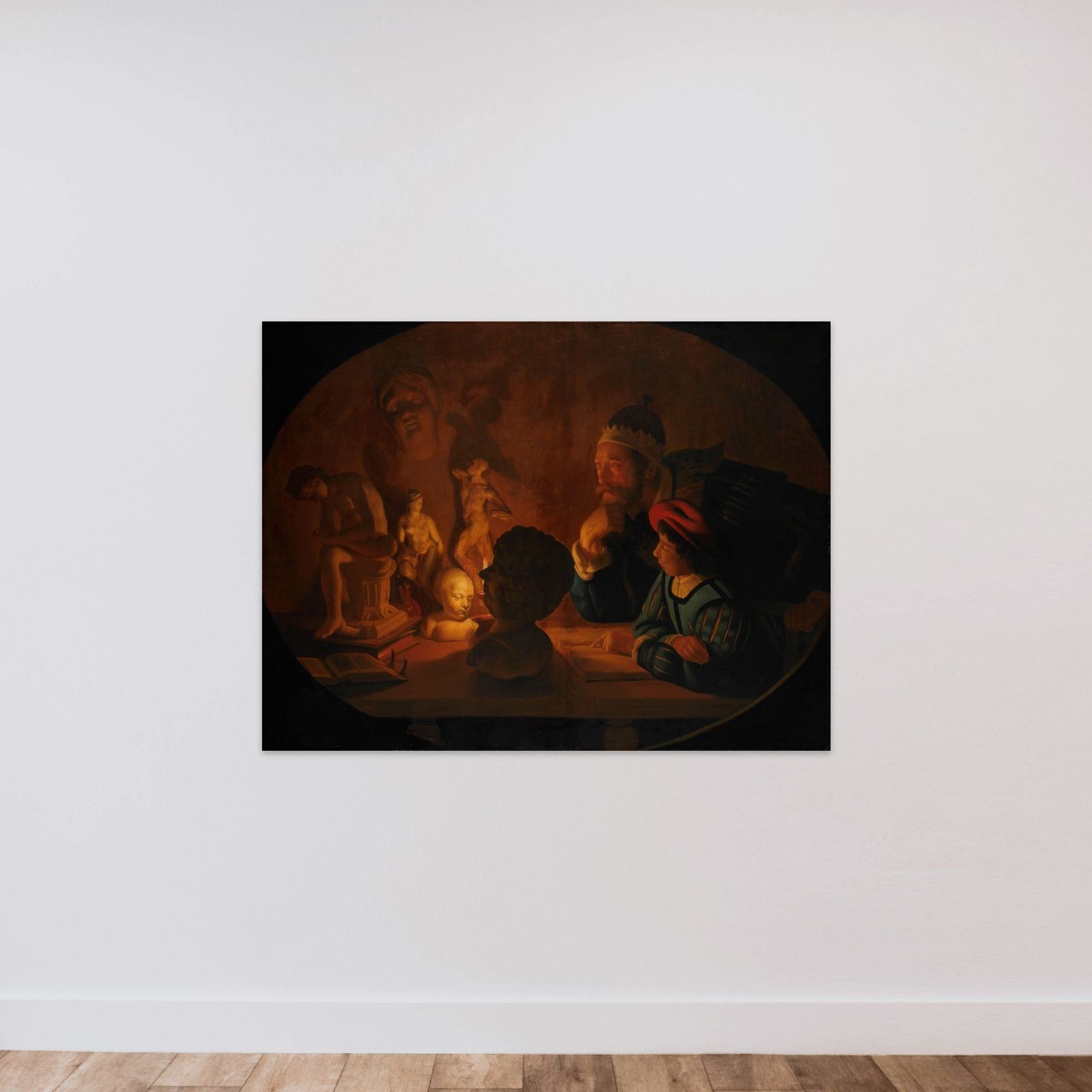 The Drawing Lesson unframed — shown to scale