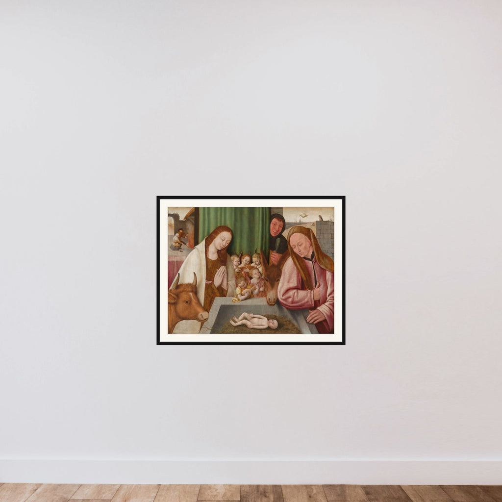 The Adoration of the Child framed — shown to scale