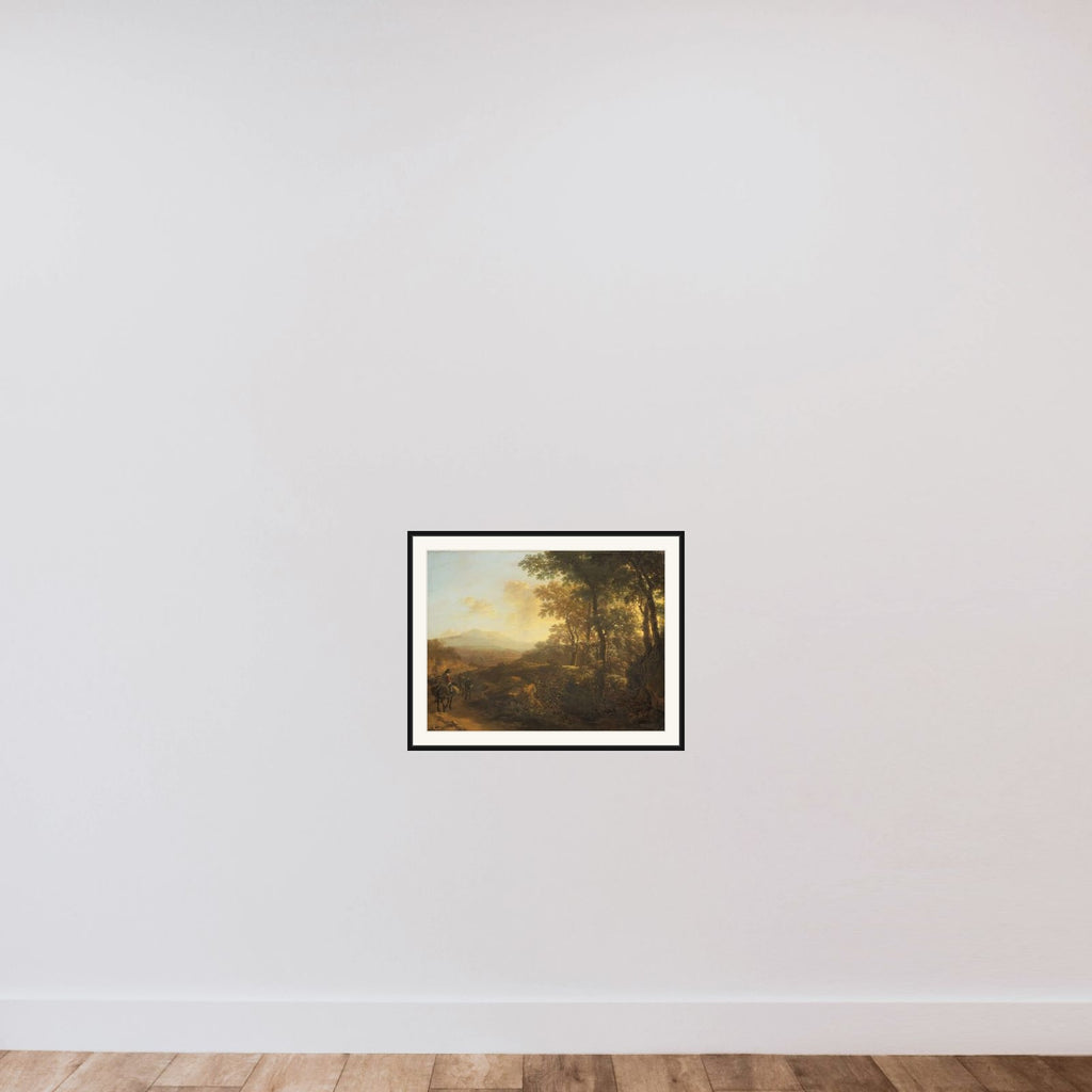 Italian Landscape with Mule Driver framed — shown to scale