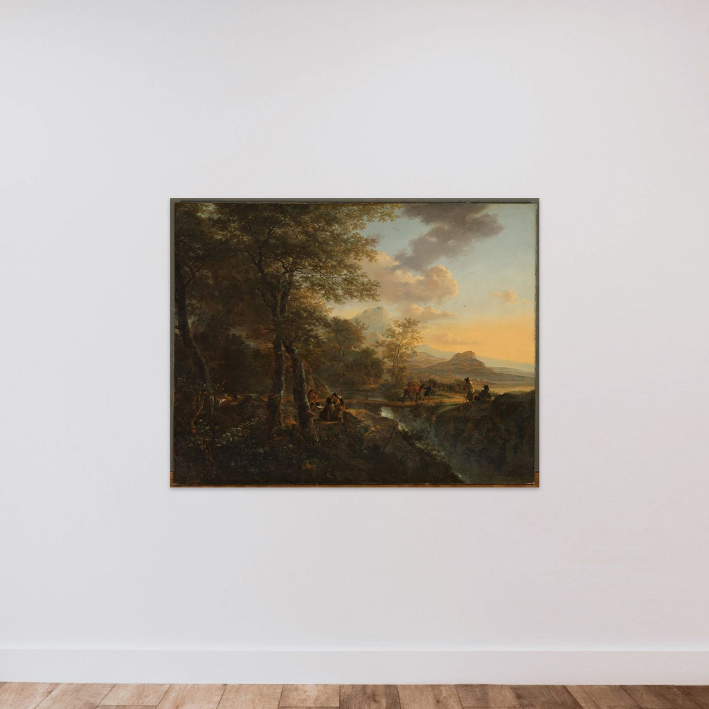 Italian Landscape with a Draughtsman unframed — shown to scale