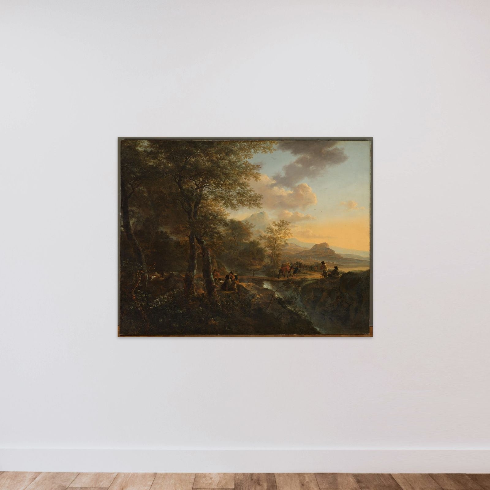 Italian Landscape with a Draughtsman unframed — shown to scale