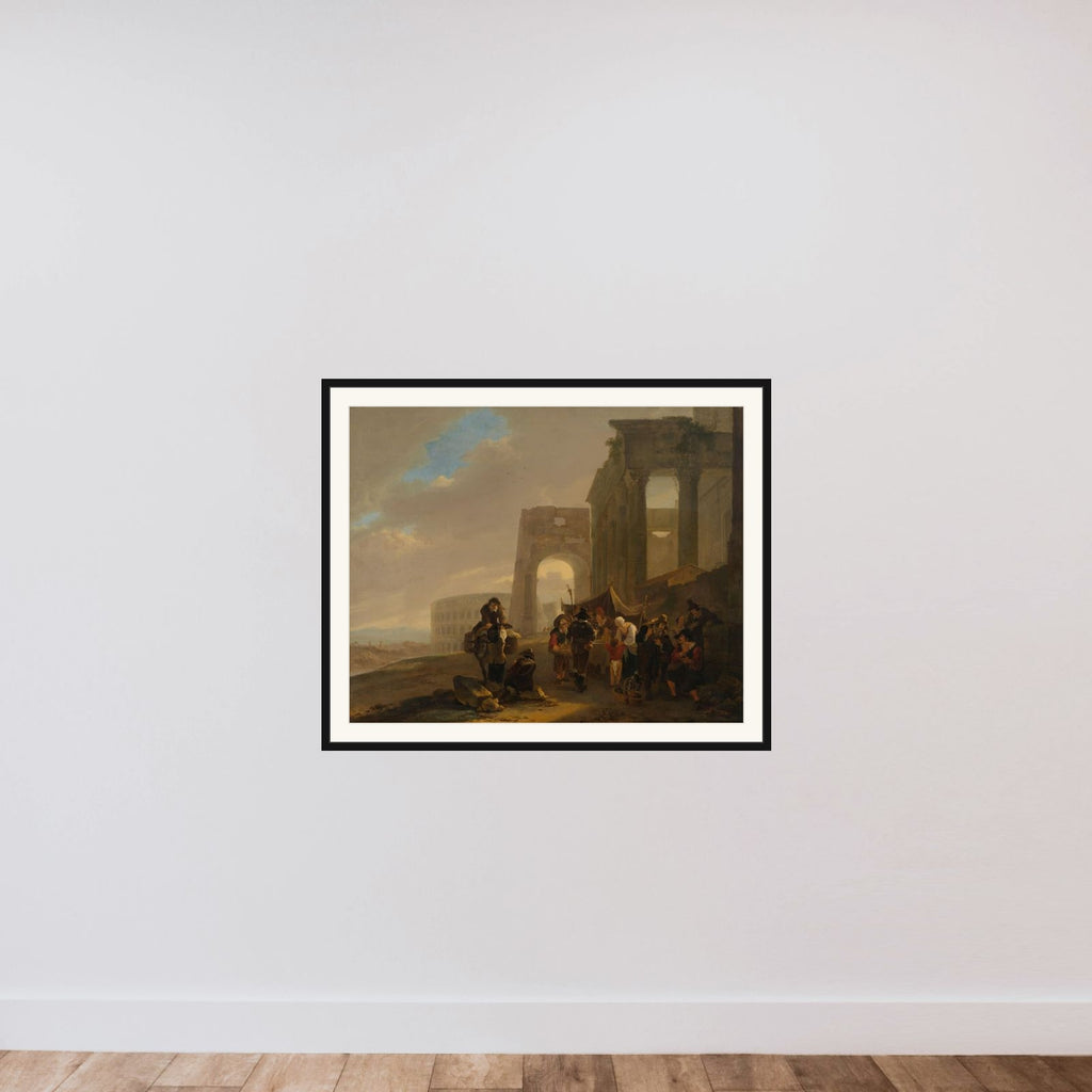 Street Scene with Roman Ruins framed — shown to scale