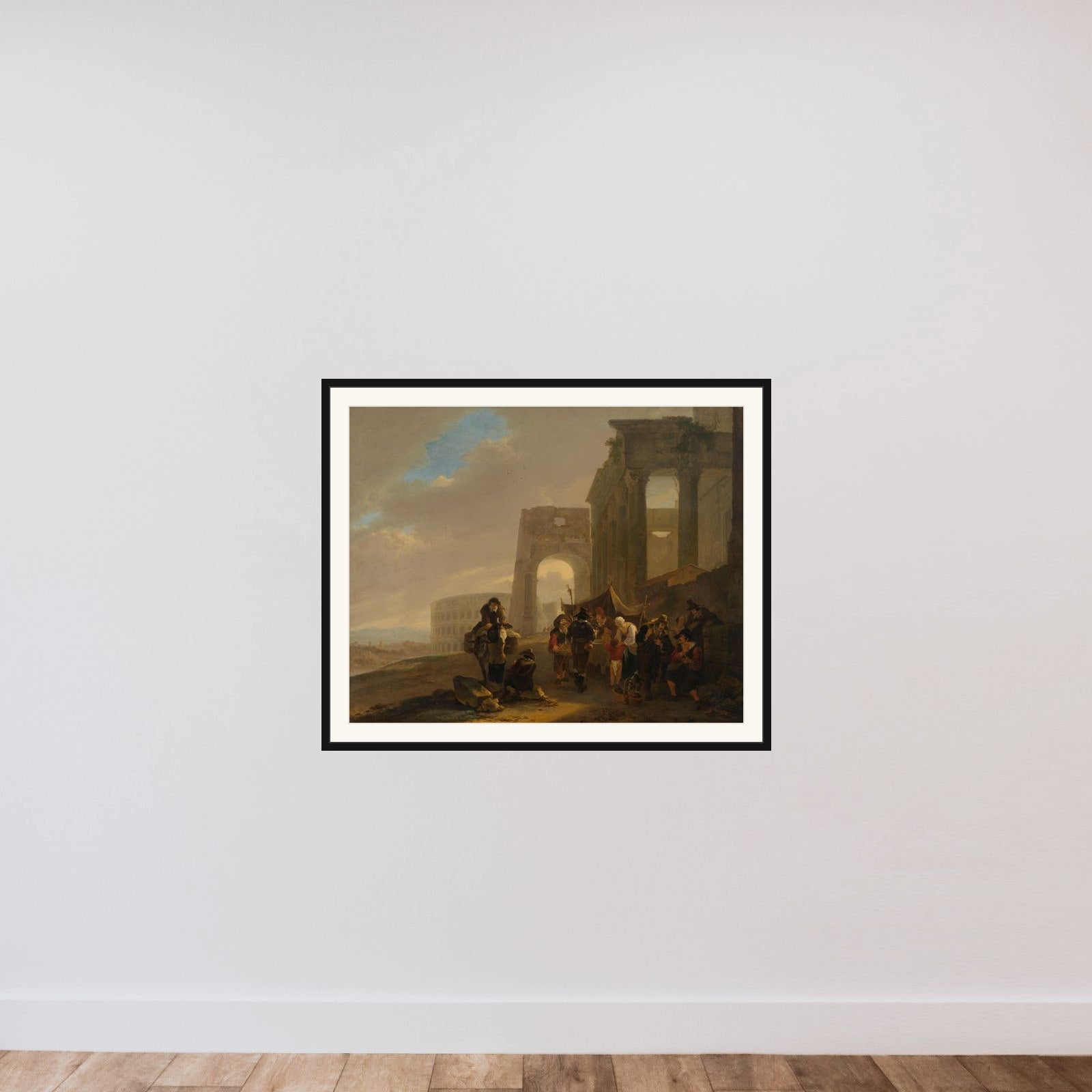 Street Scene with Roman Ruins framed — shown to scale