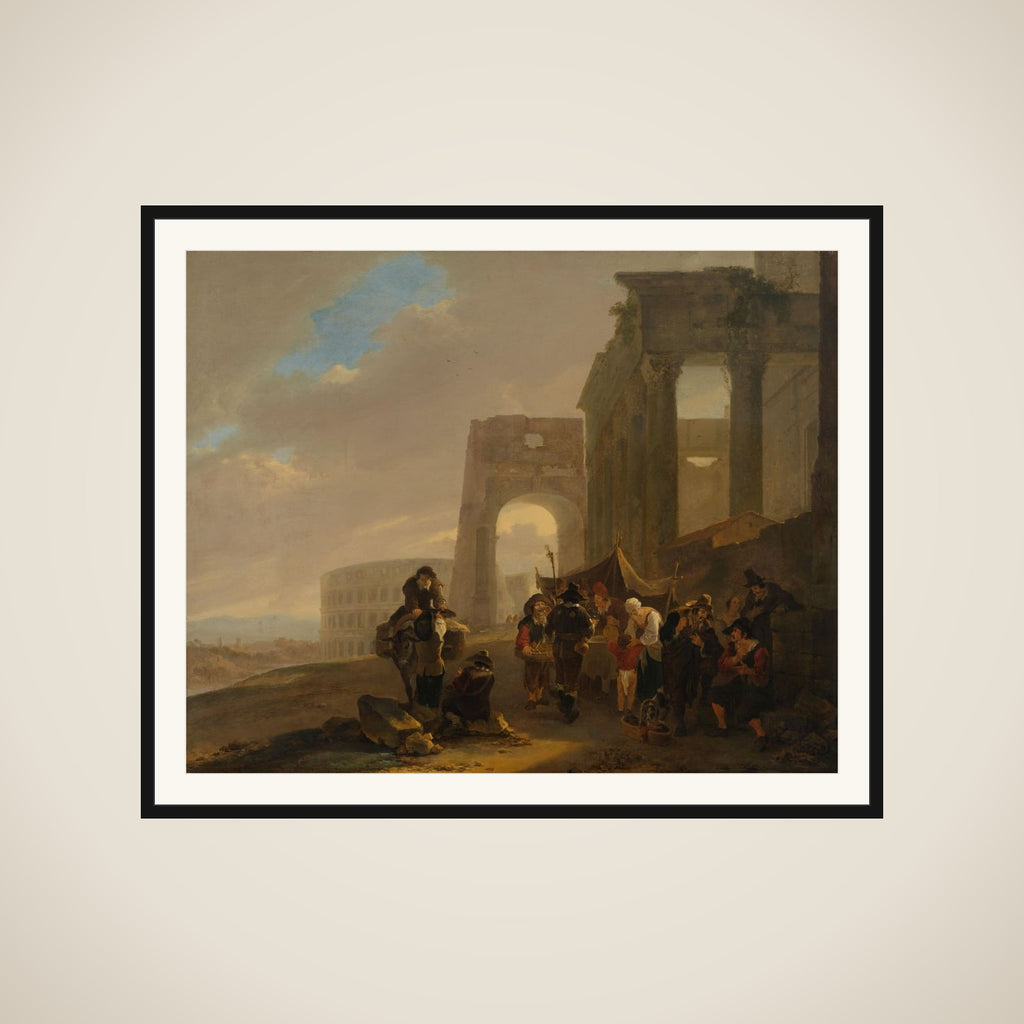 Street Scene with Roman Ruins framed