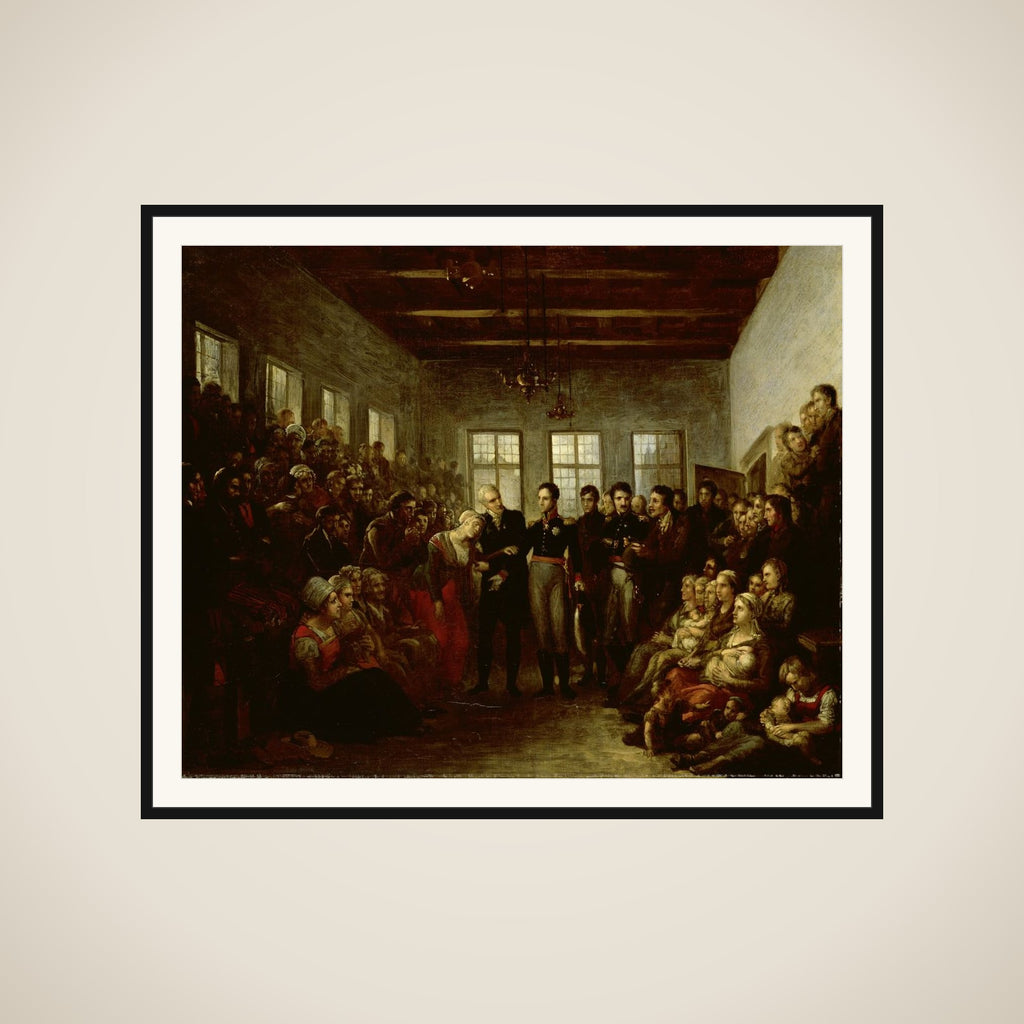 The Prince of Orange Visititing Flood Victims at the Almoners Orphanage, Amsterdam, on 14 February 1825 framed