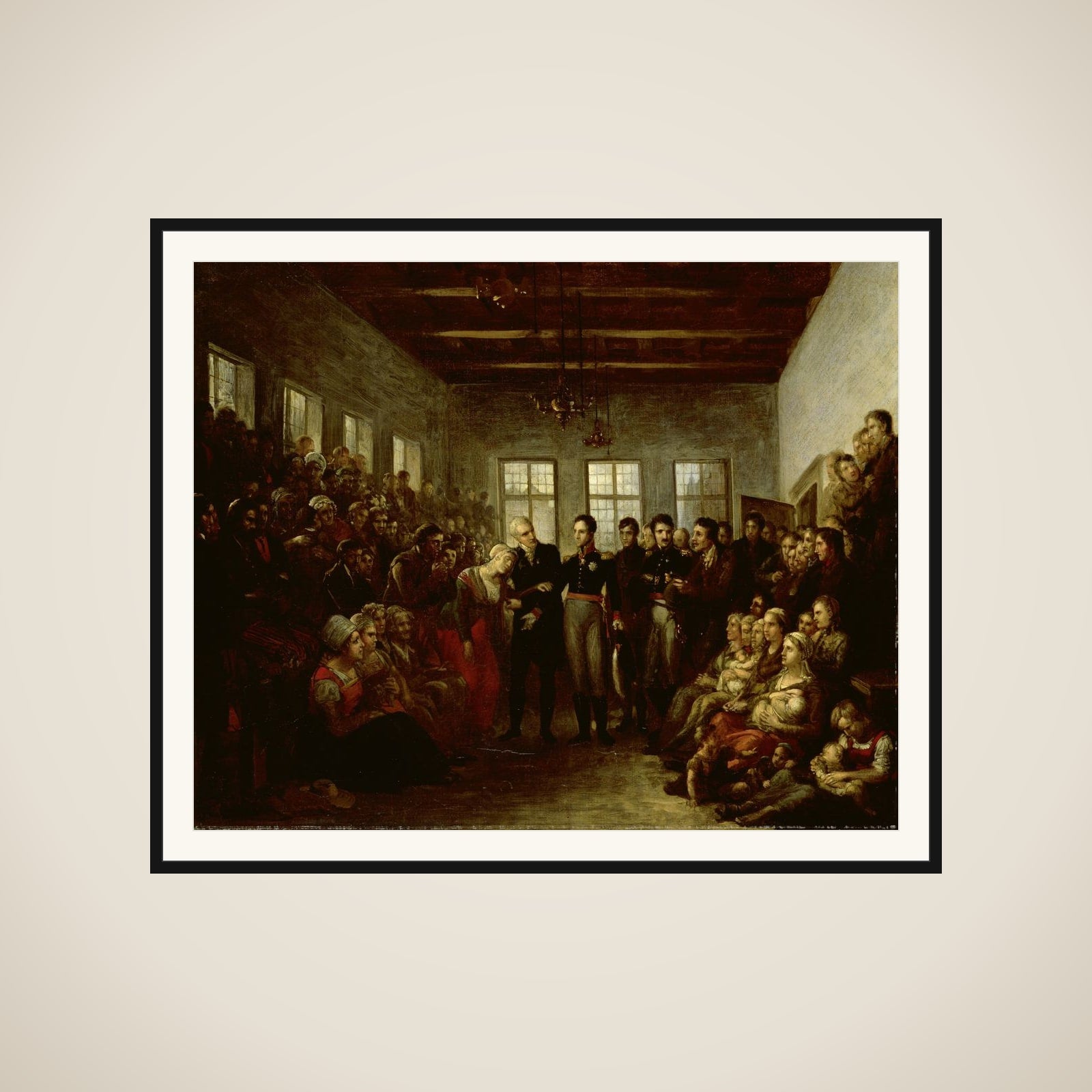 The Prince of Orange Visititing Flood Victims at the Almoners Orphanage, Amsterdam, on 14 February 1825 framed