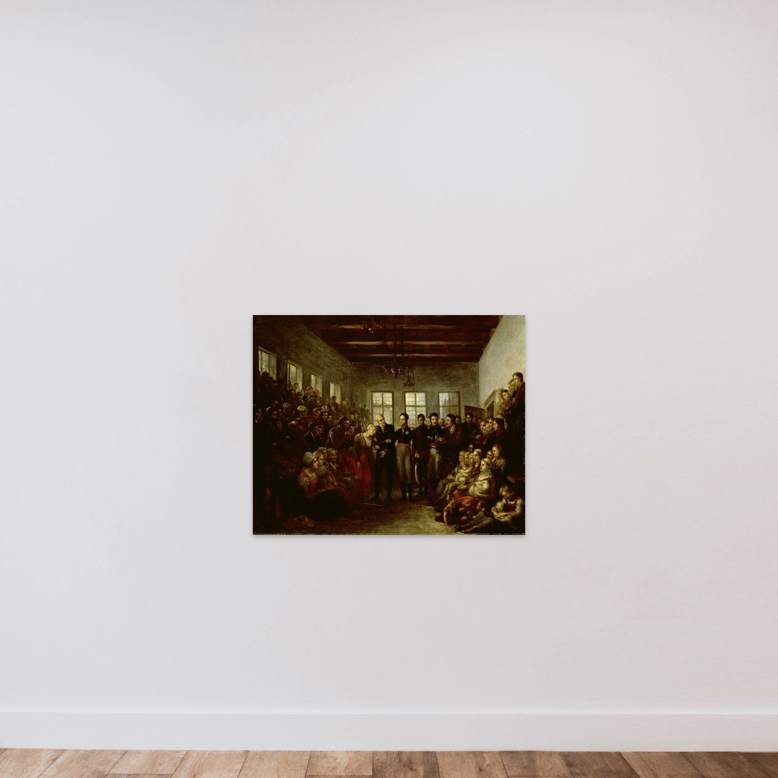 The Prince of Orange Visititing Flood Victims at the Almoners Orphanage, Amsterdam, on 14 February 1825 unframed — shown to scale