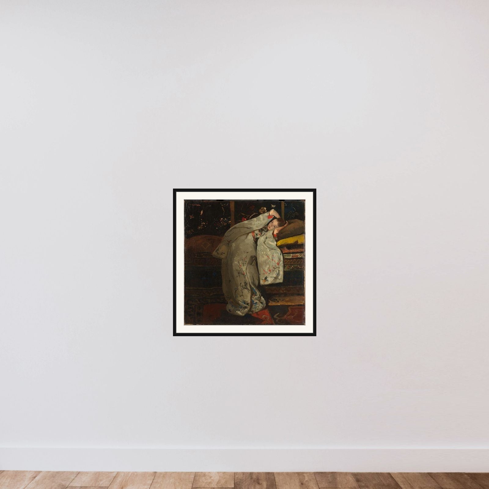 Girl in Kimono (Geesje Kwak?) framed — shown to scale