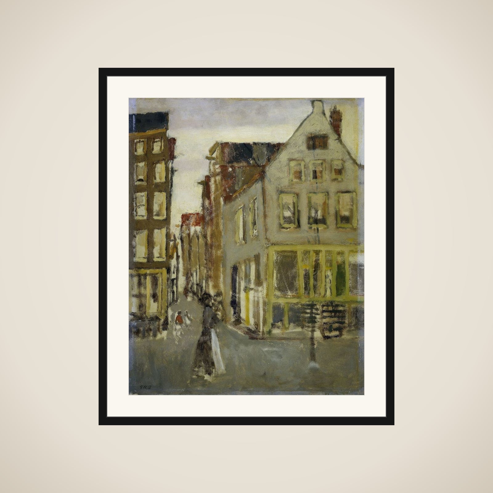 Neighborhood Street in the Jordaan, Amsterdam framed