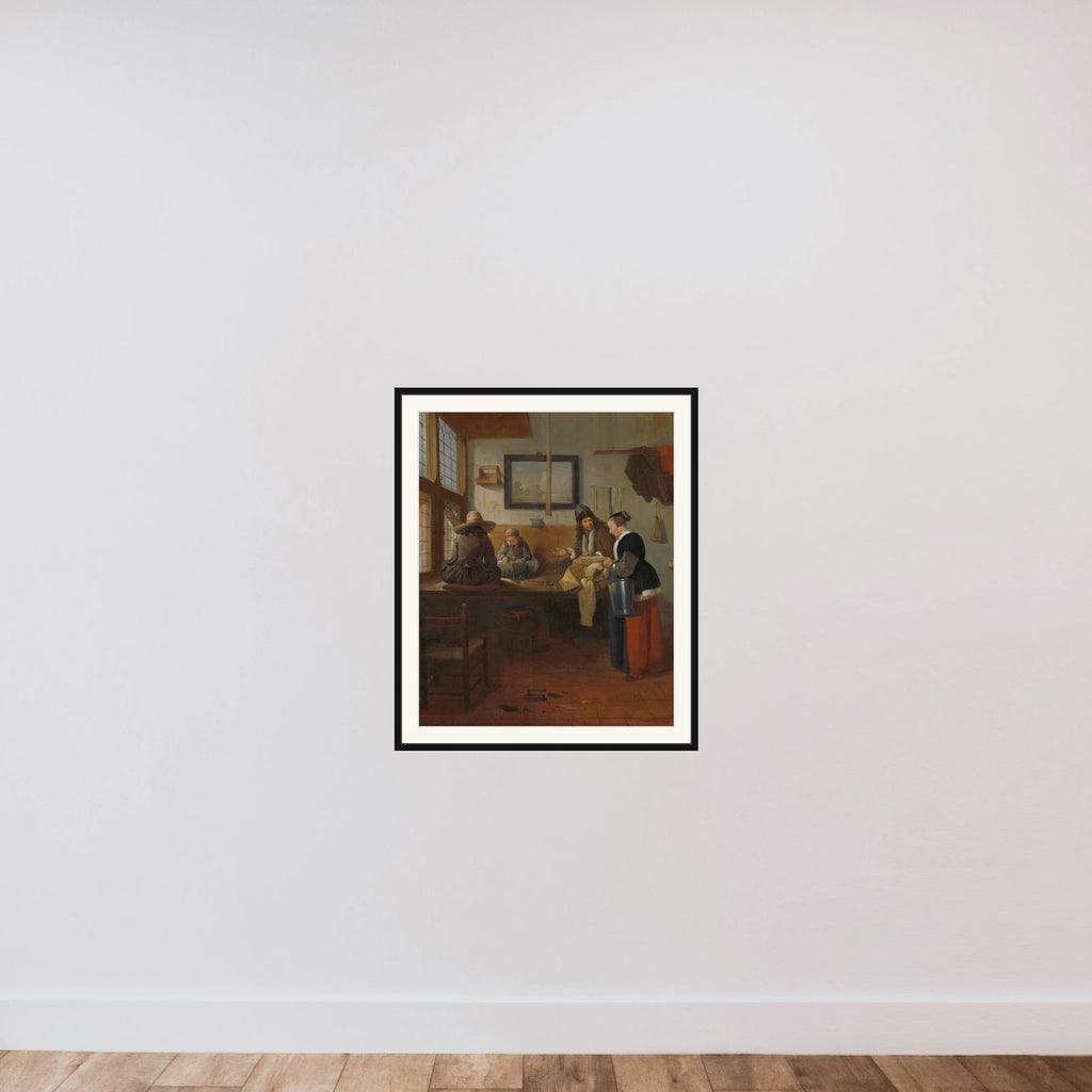 The Tailor's Workshop framed — shown to scale