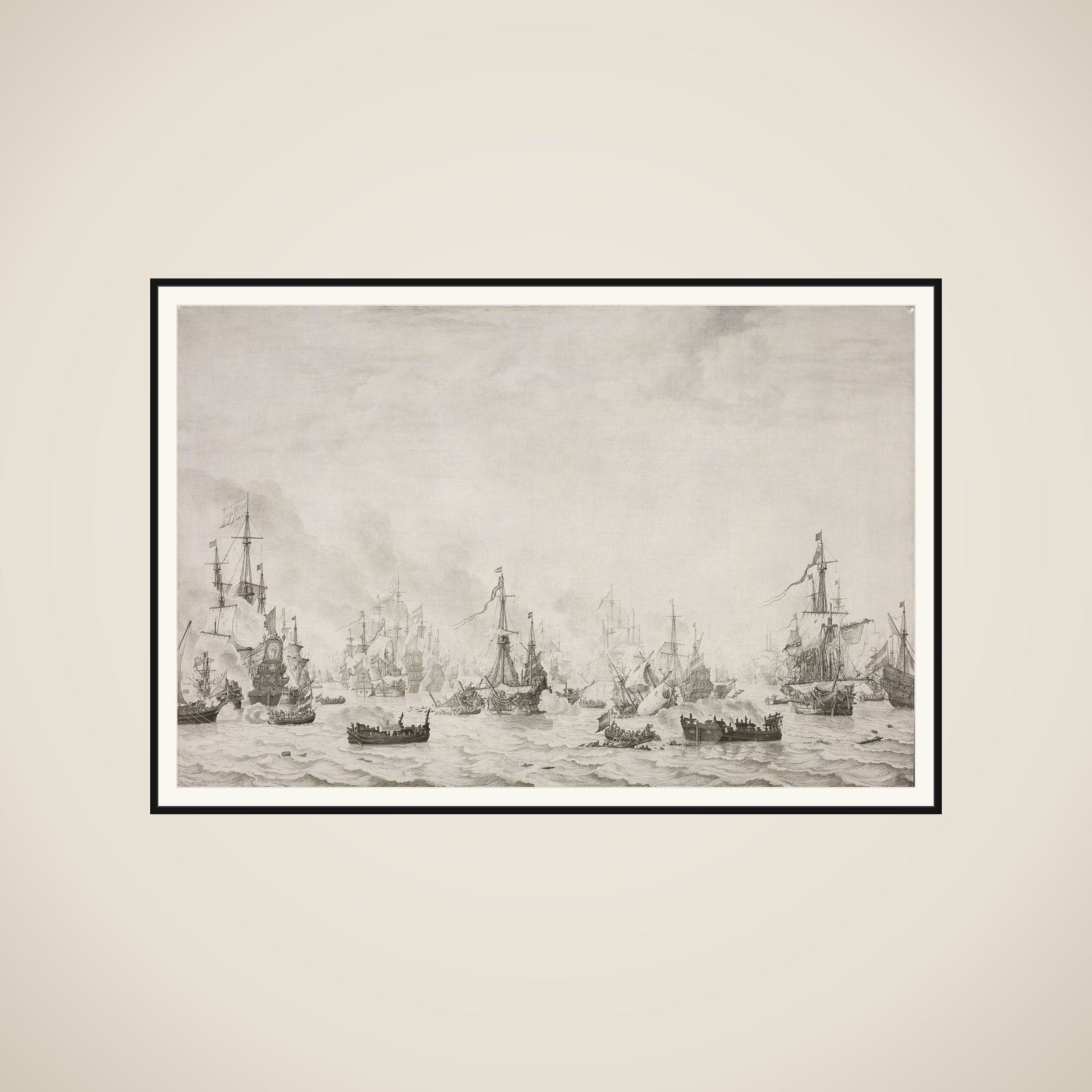 The Battle of the Downs against the Spanish Armada, 21 October 1639 framed