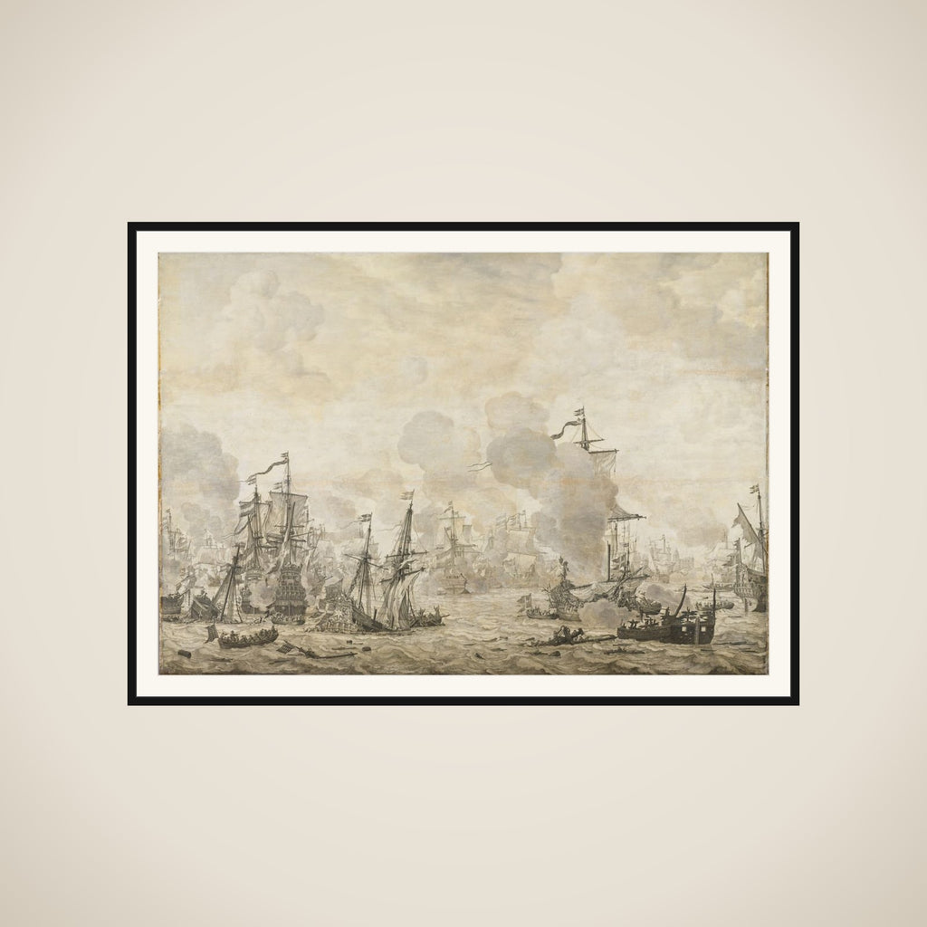 Episode from the Battle between the Dutch and Swedish Fleets in the Sound, 8 November 1658 framed