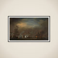 "Nocturnal Sea Battle between Cornelis Tromp on the ""Gouden Leeuw"" and Sir Edward Spragg on the ""Royal Prince"" during the Battle at Kijkduin (Battle of Texel), 21 August 1673: episode from the Third Anglo-Dutch War" framed