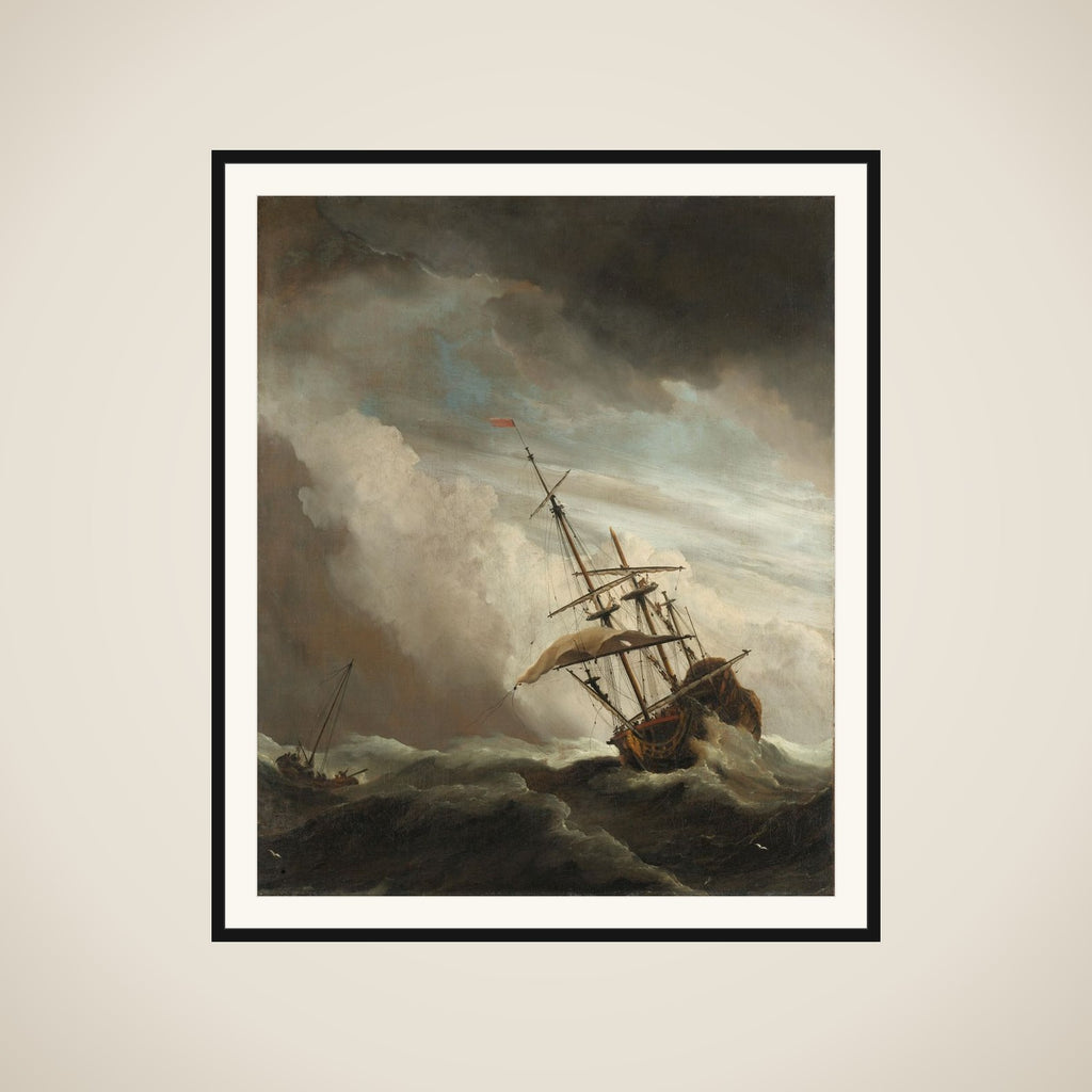 A Ship on the High Seas Caught by a Squall, Known as ‘The Gust’ framed