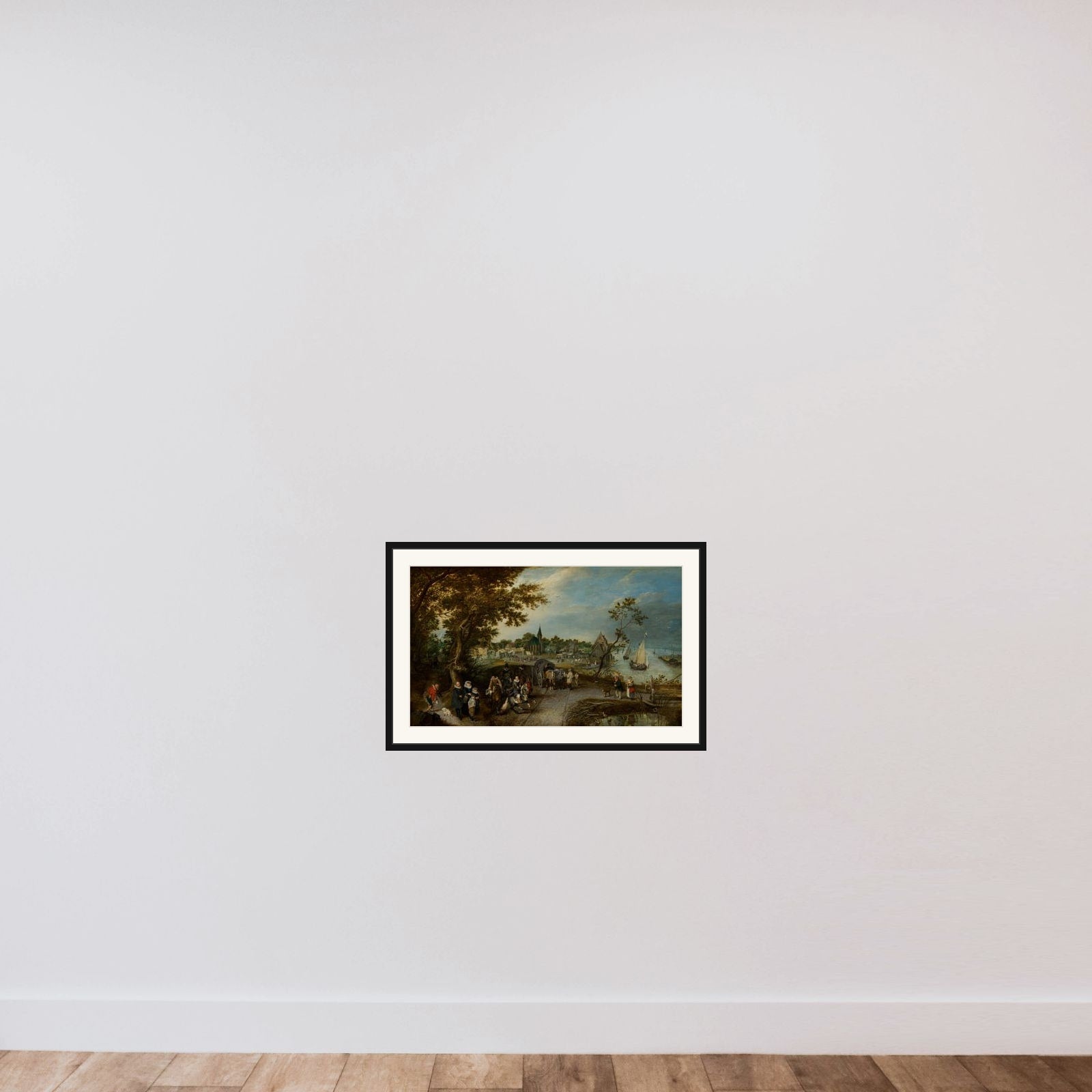 Landscape with Figures and a Village Fair (Village Kermesse) framed — shown to scale