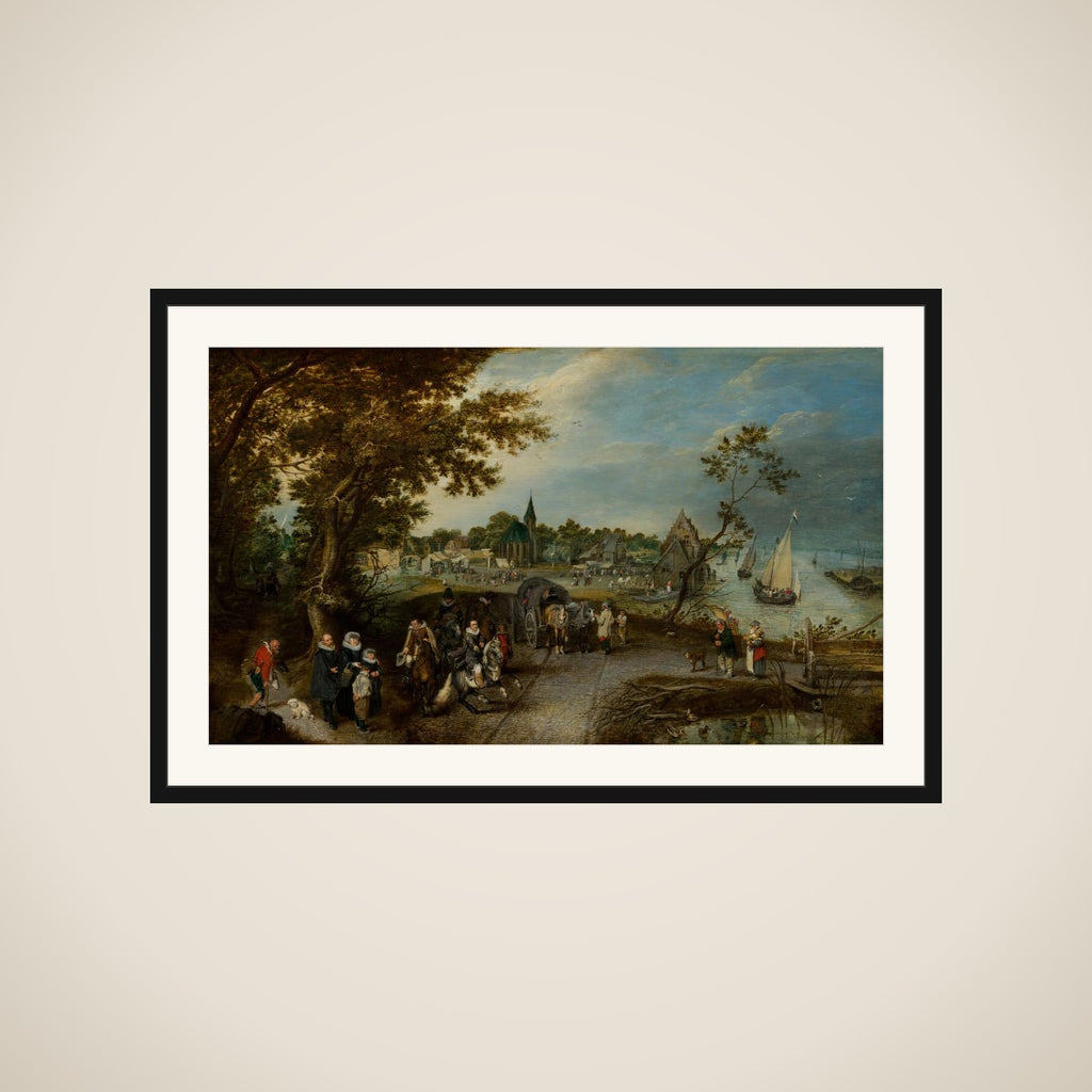 Landscape with Figures and a Village Fair (Village Kermesse) framed