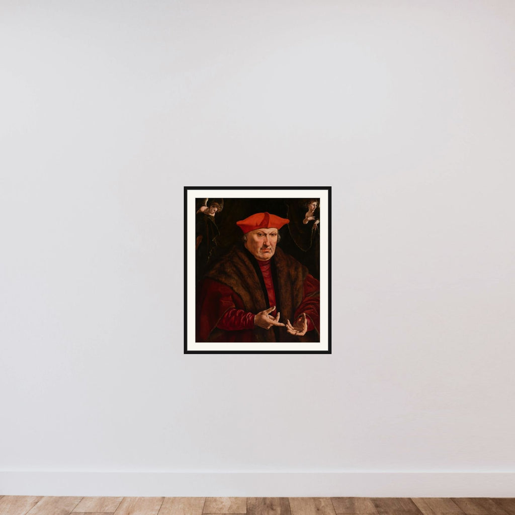 Portrait of Erard de la Marck framed — shown to scale